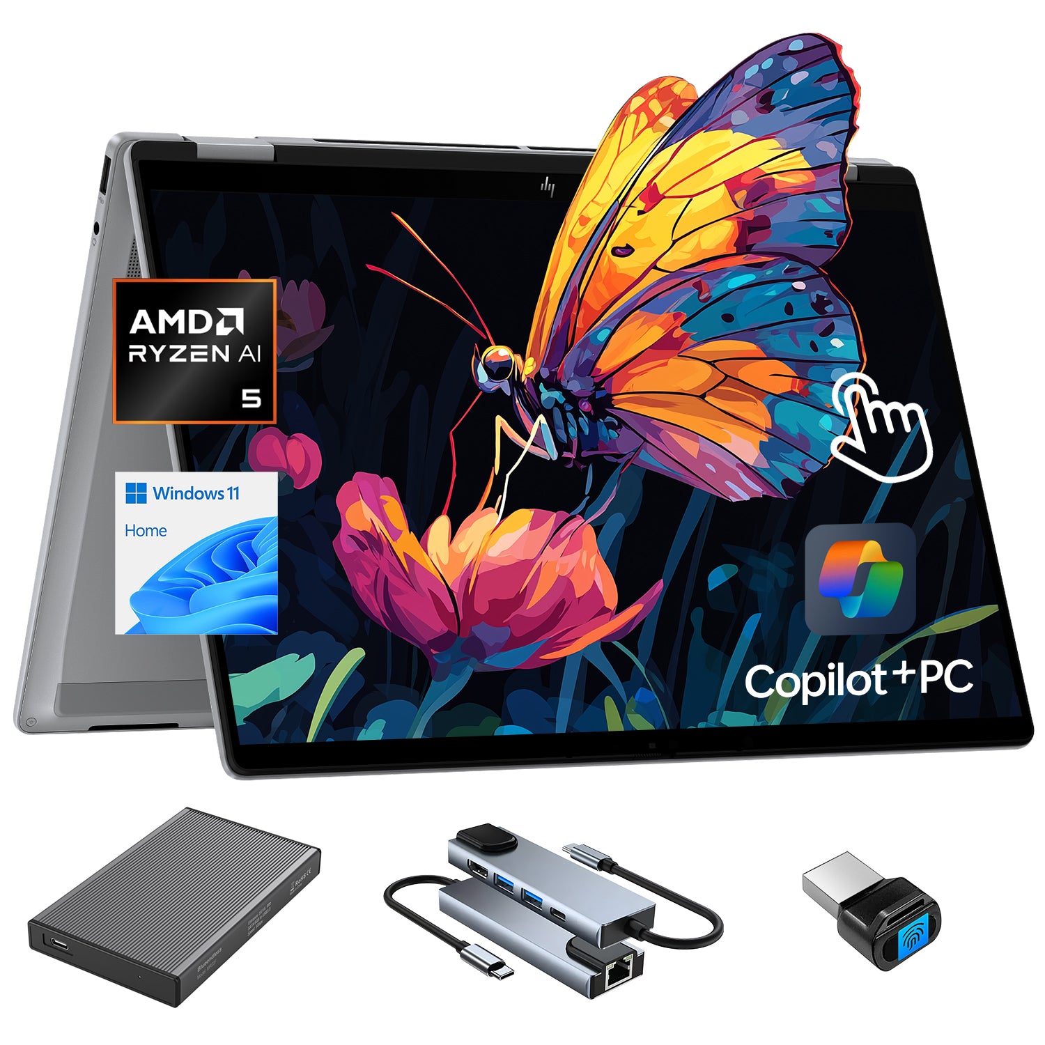 HP OmniBook X Flip Copilot+ PC Laptop Computer, 2-in-1 16