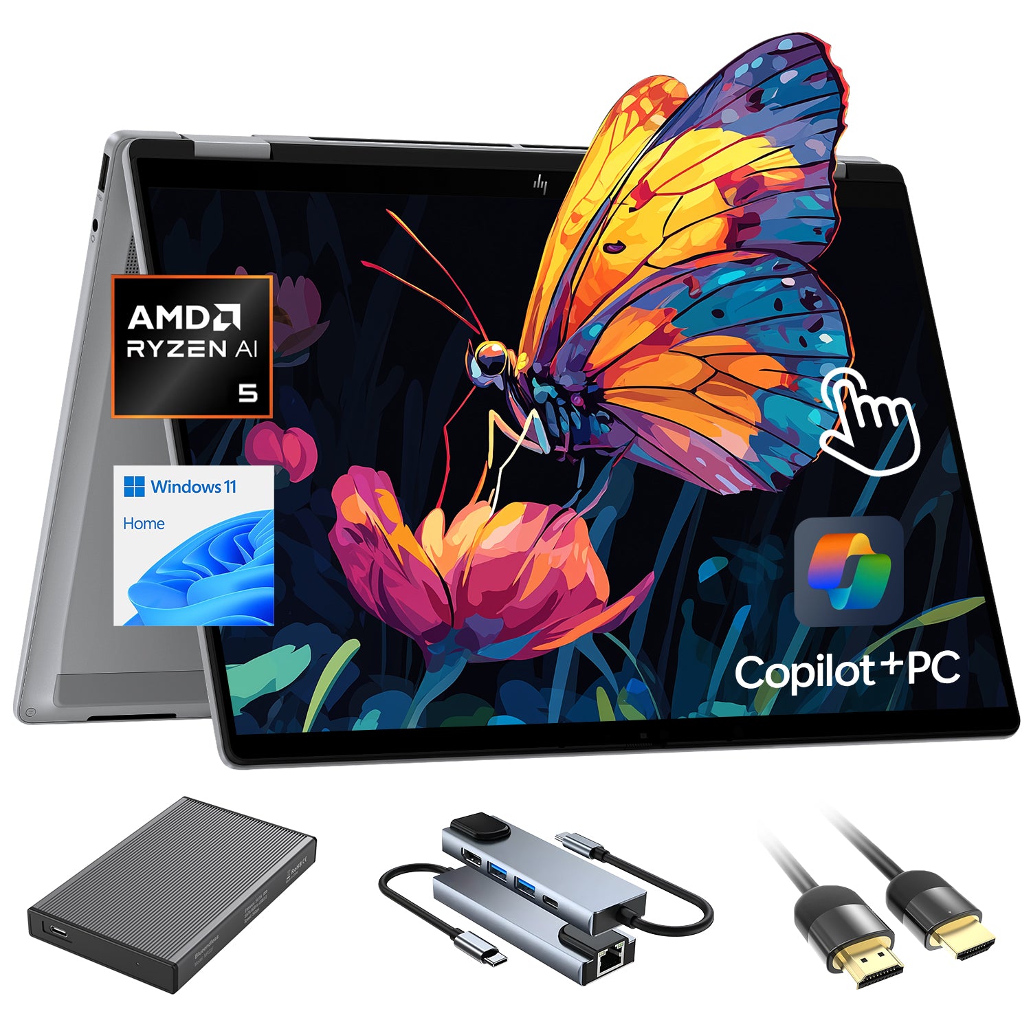 HP OmniBook X Flip Copilot+ PC Laptop Computer, 2-in-1 16