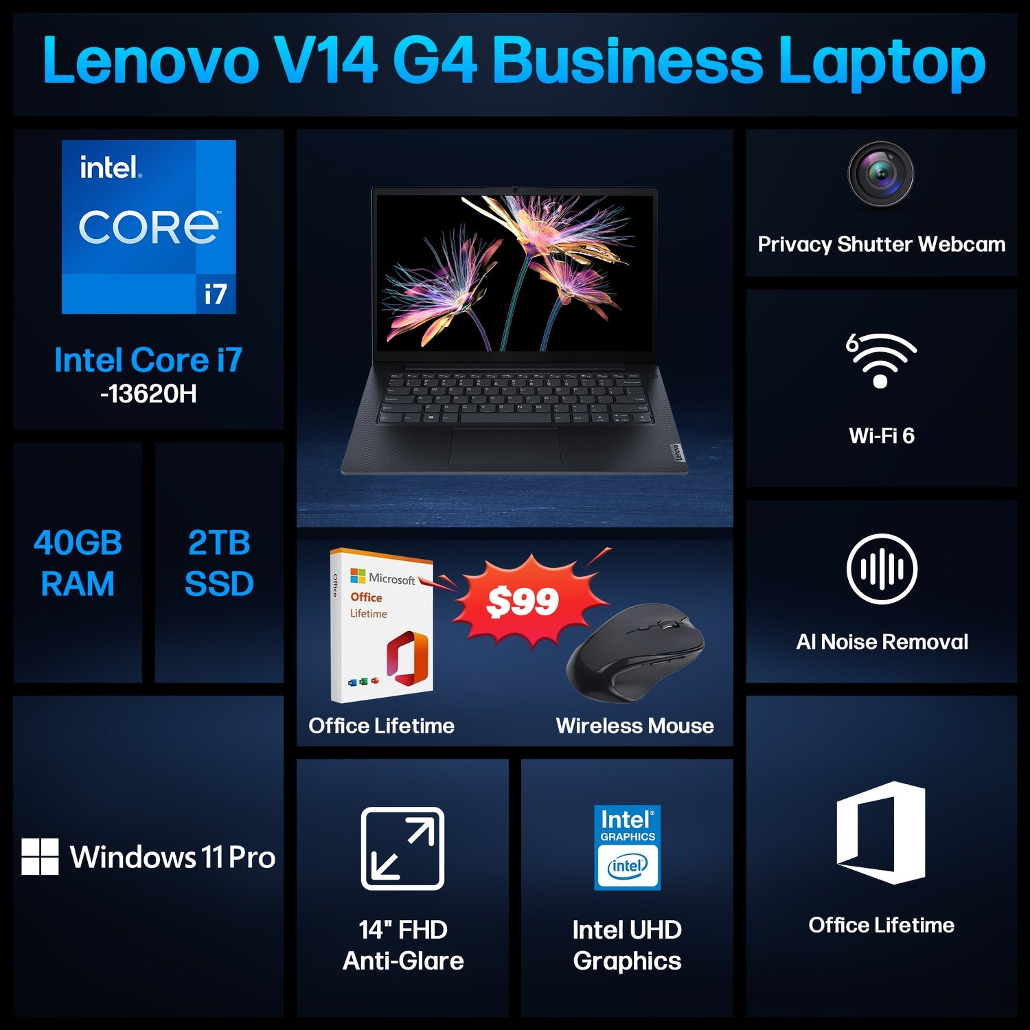 Lenovo V14 G4 Business Laptop, 14