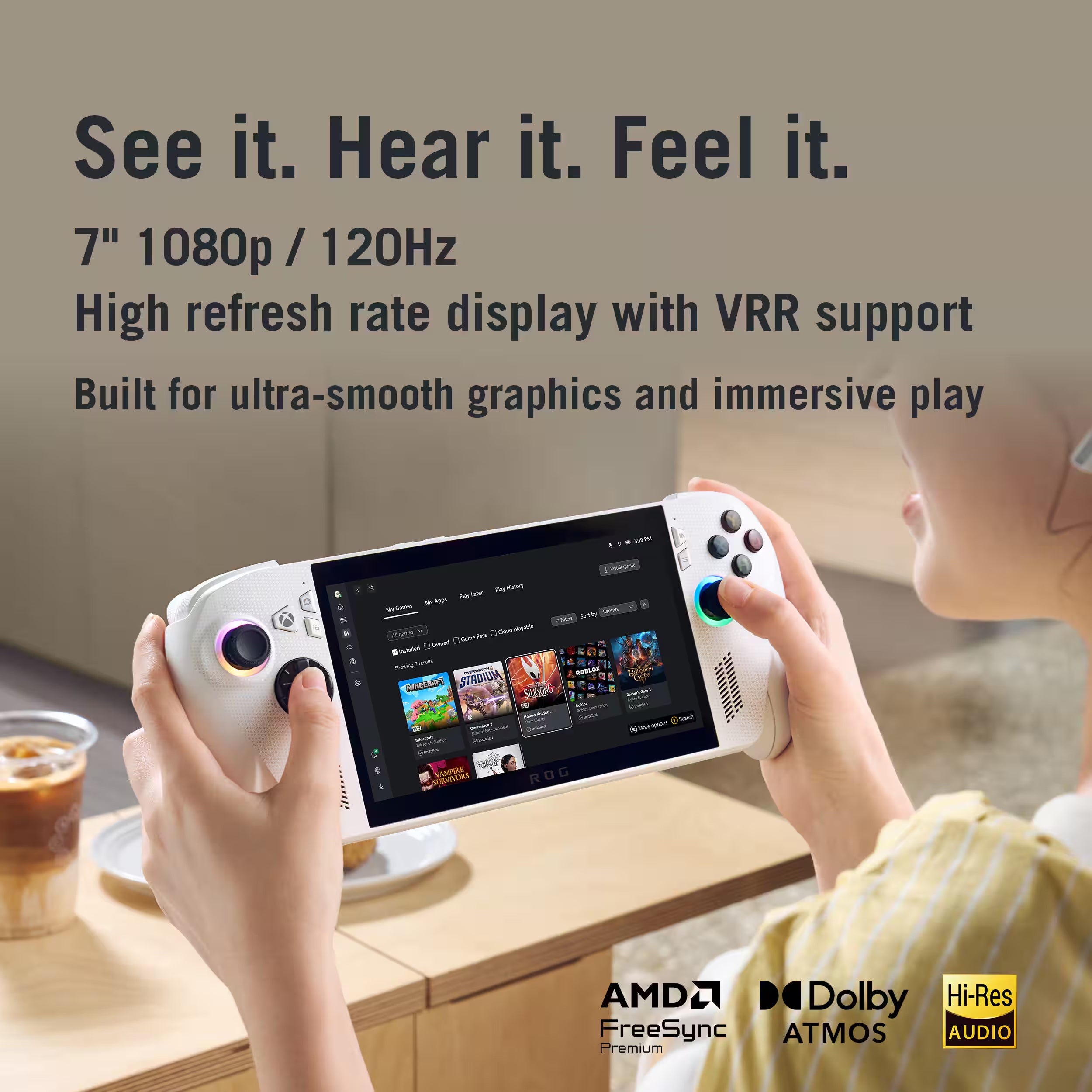 ASUS ROG Xbox Ally 512GB AMD Ryzen Z2 A CPU Gaming Handheld 7-inch Touchscreen 120Hz, Mytrix Hub, 128GB MicroSD Card, 4 Accessories: 5 in 1 Bundle