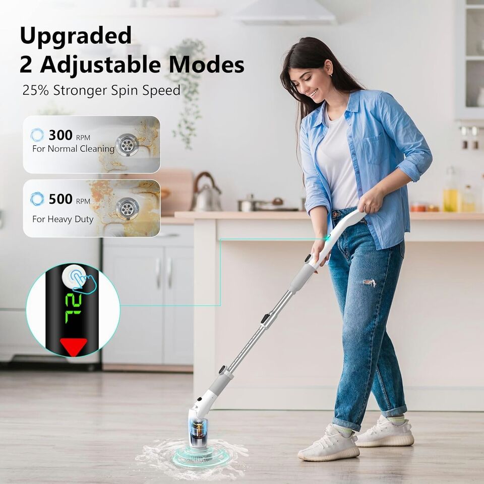 Capon Electric Spin Scrubber, 500 RPM Cordless Cleaning Brush