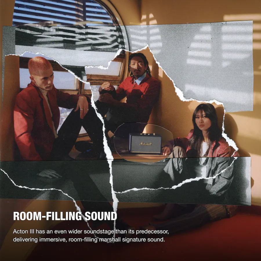 Marshall Acton III Bluetooth Home Speaker with Bass / Treble / Volume Controls and 3.5 mm Auxiliary Input, Black