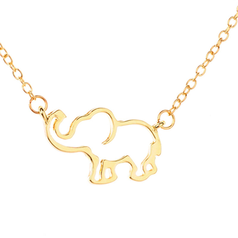Elephant pendant necklace lucky hollow like clavicle chain