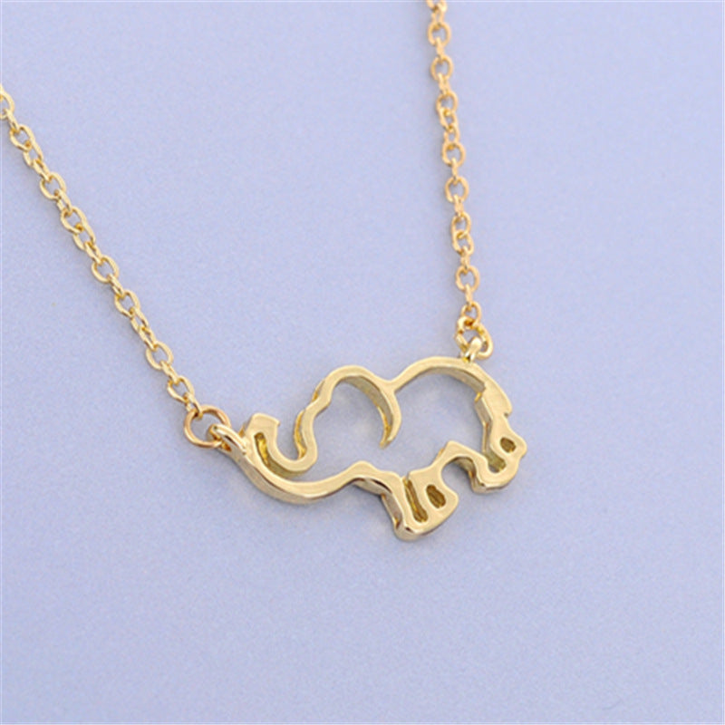 Elephant pendant necklace lucky hollow like clavicle chain