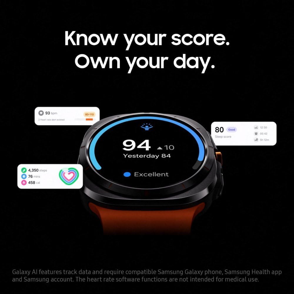 SAMSUNG Galaxy Watch Ultra 47mm LTE AI Smartwatch, Titanium White, Energy Score, Wellness Tips, Heart Rate Tracking, Sleep Monitor, Fitness Tracker, GPS (2024)