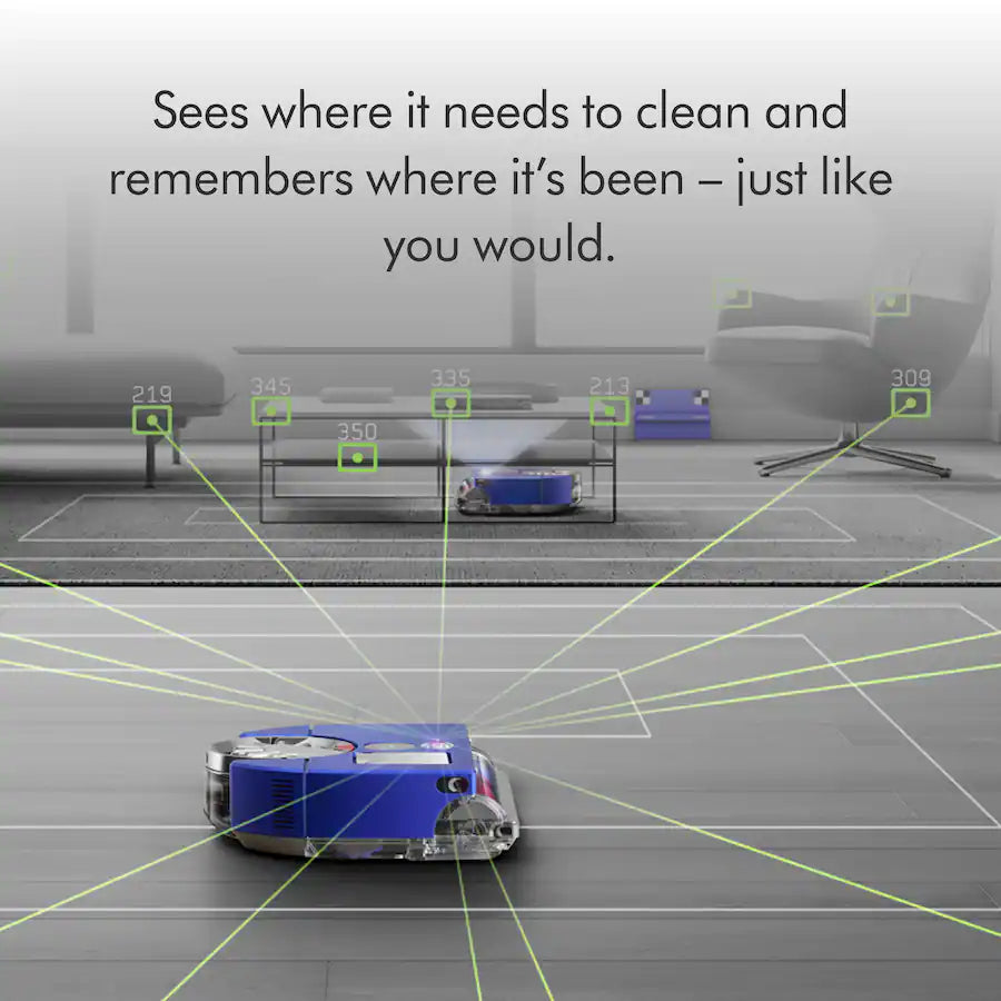 Dyson - 360 Vis Nav Robot Vacuum, 304619-01 - Blue/Nickel