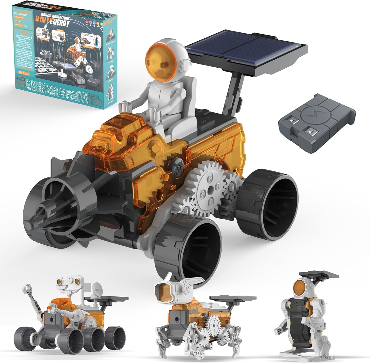 Solar Robot Kit - STEM Educational Space Robotics Set for Ages 8-12, Featuring Solar, Saltwater & Electrical Energy Experiments. A Perfect DIY Building Toy and Birthday Gift Idea for Boys & Girls