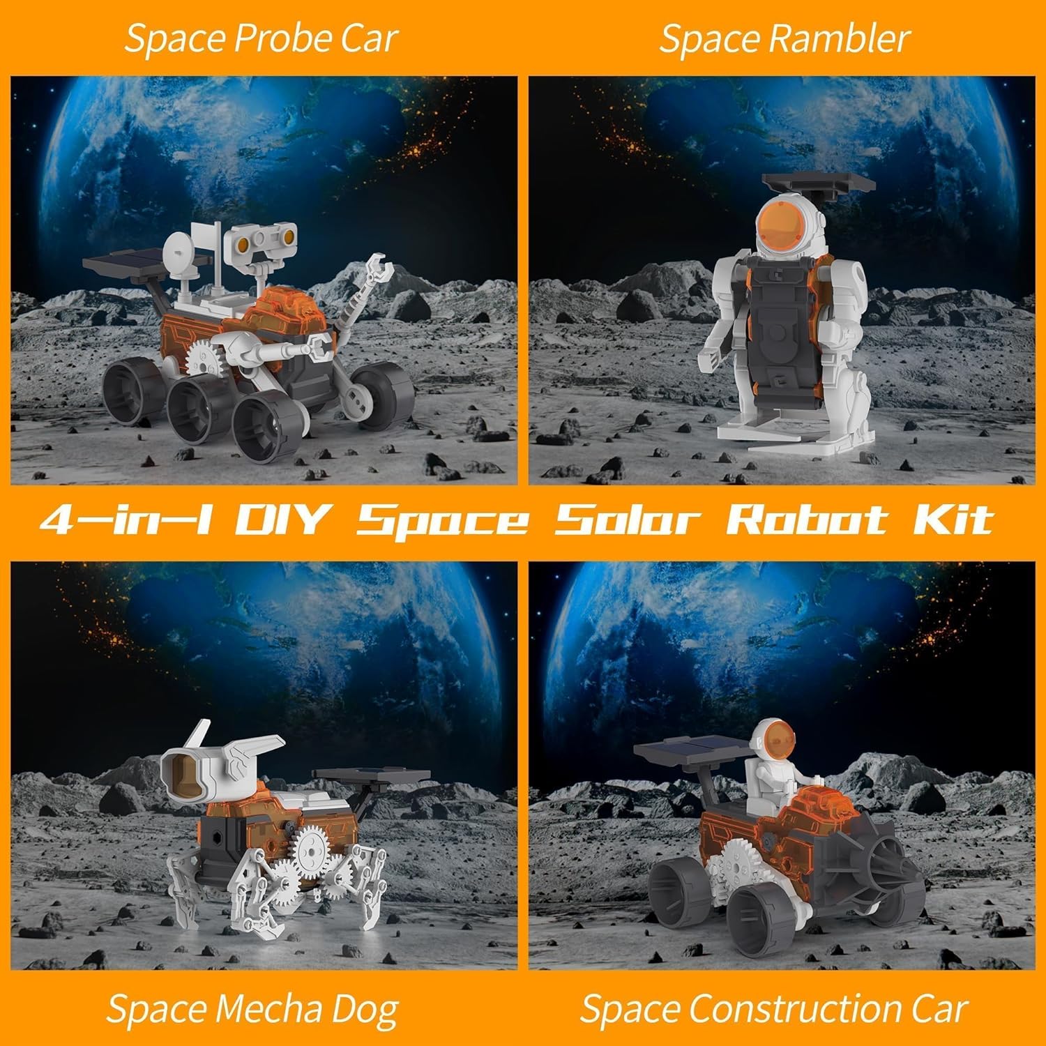 Solar Robot Kit - STEM Educational Space Robotics Set for Ages 8-12, Featuring Solar, Saltwater & Electrical Energy Experiments. A Perfect DIY Building Toy and Birthday Gift Idea for Boys & Girls