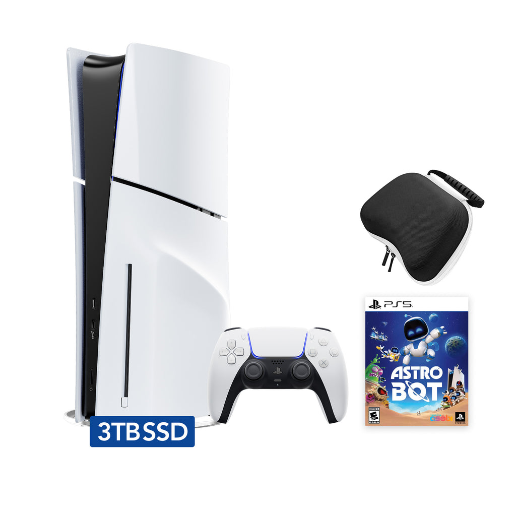 2025 New PlayStation 5 Slim Upgraded 3TB Disc Edition ASTRO BOT Bundle and Mytrix Controller Case - White, Slim PS5 3TB PCIe SSD Gaming Console