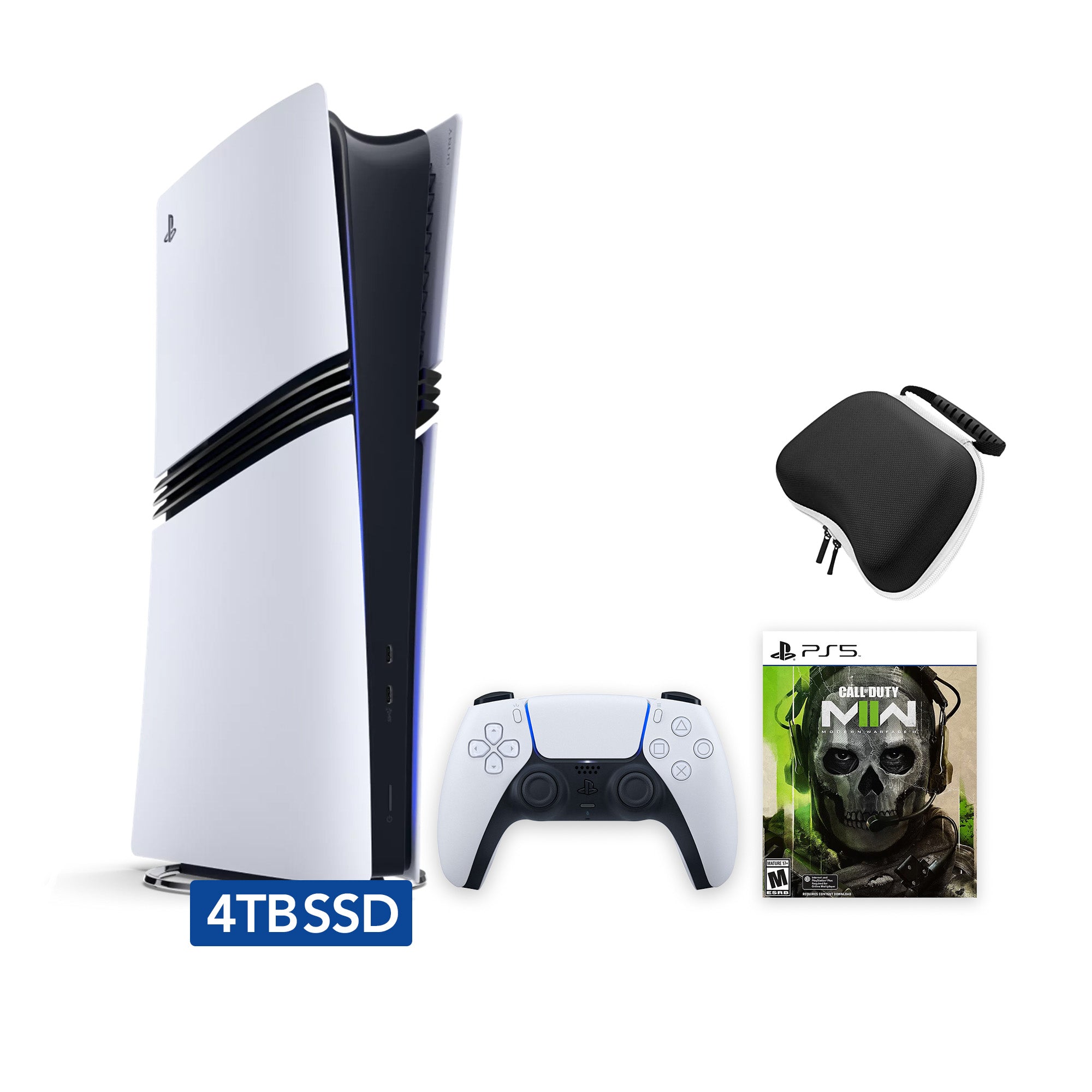 PlayStation 5 Pro Upgraded 4TB Digital Edition Call of Duty Modern Warfare II Bundle and Mytrix Controller Case - White, Flagship Pro PS5 4TB PCIe SSD Gaming Console