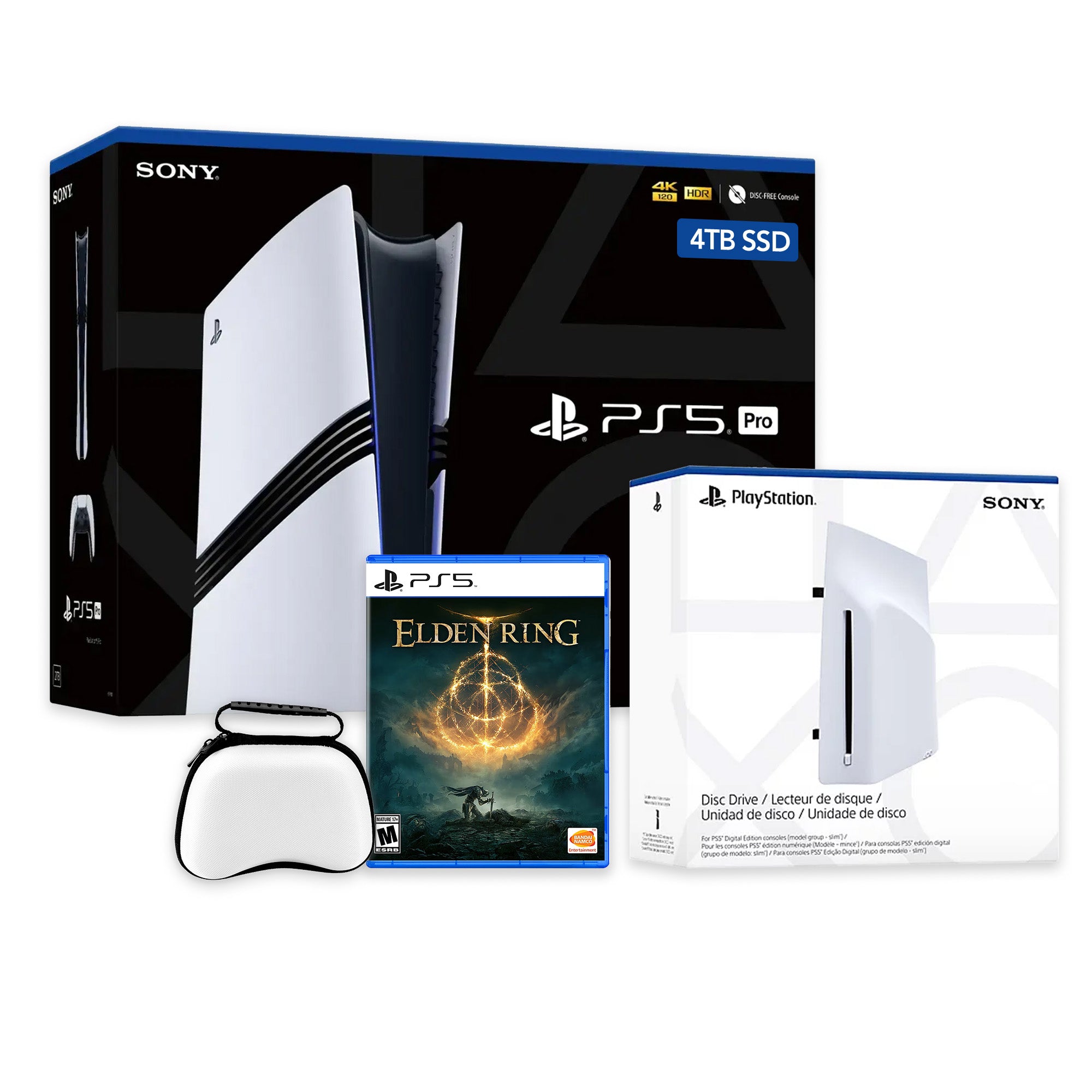 PlayStation 5 Pro 4TB SSD Console with Disc Drive, Wireless Controller and Case, Elden Ring - CFI-7019 PS5 Pro