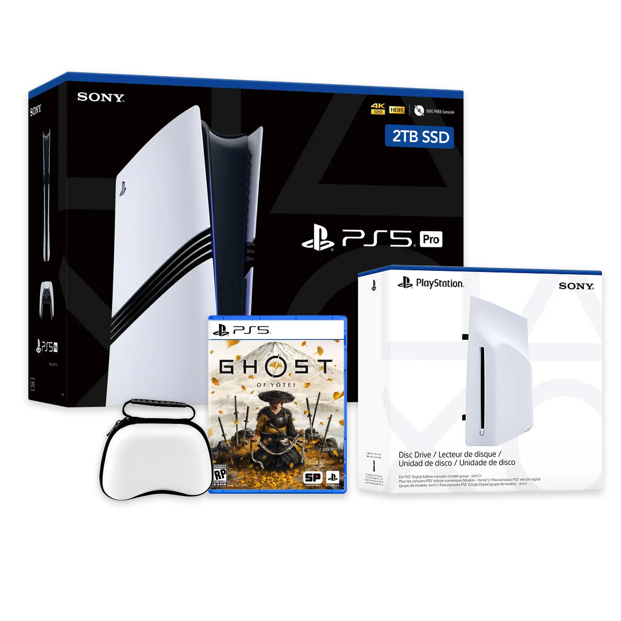 PlayStation 5 Pro 2TB SSD Console with Disc Drive, Wireless Controller and Case, Ghost of Yotei - CFI-7019 PS5 Pro