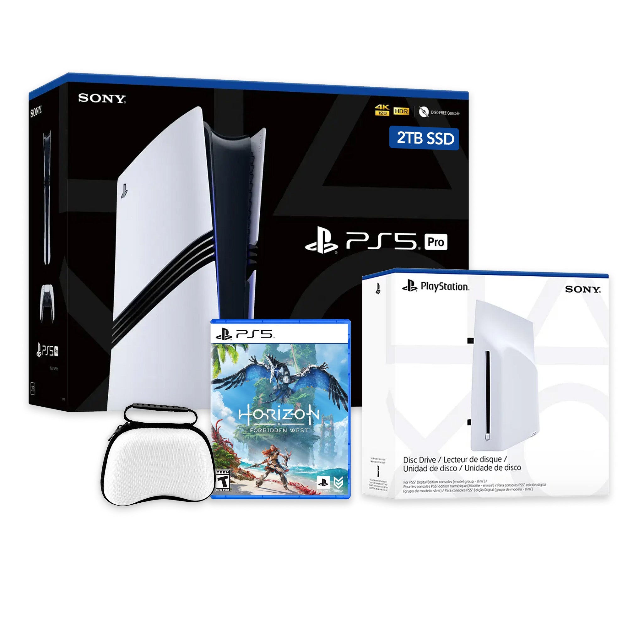 PlayStation 5 Pro 2TB SSD Console with Disc Drive, Wireless Controller and Case, Horizon Forbidden West - CFI-7019 PS5 Pro