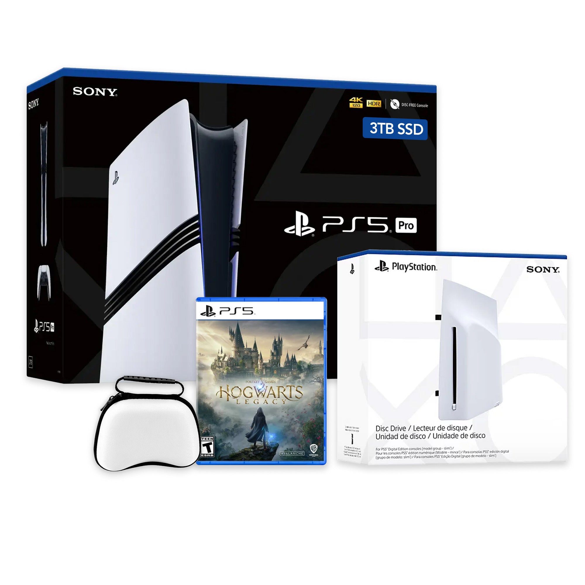 PlayStation 5 Pro 3TB SSD Console with Disc Drive, Wireless Controller and Case, Hogwarts Legacy - CFI-7019 PS5 Pro
