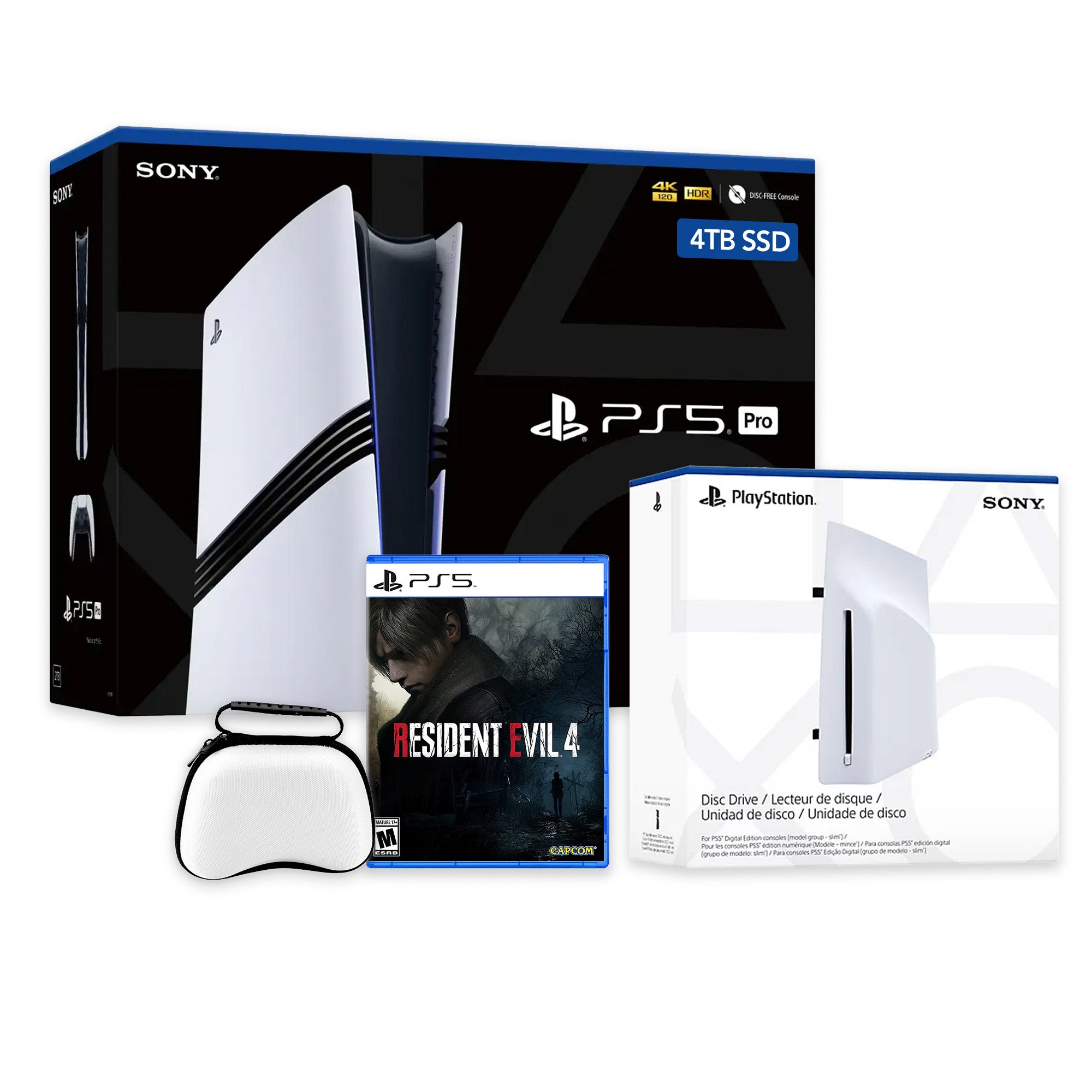 PlayStation 5 Pro 4TB SSD Console with Disc Drive, Wireless Controller and Case, Resident Evil 4 - CFI-7019 PS5 Pro
