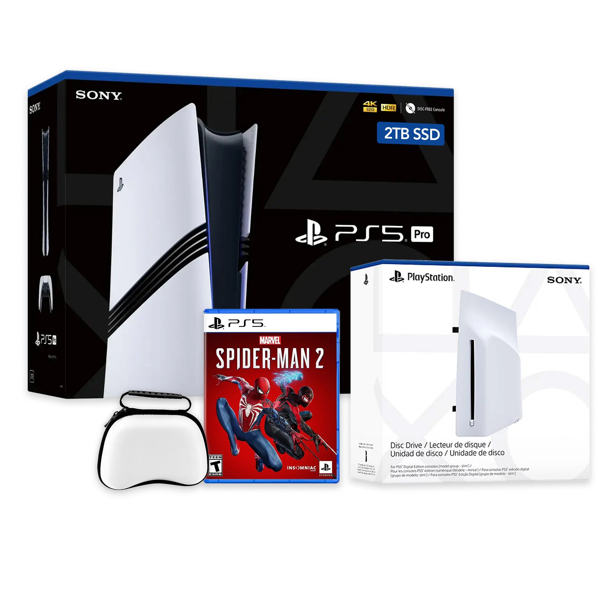PlayStation 5 Pro 2TB SSD Console with Disc Drive, Wireless Controller and Case, Spider-Man 2 - CFI-7019 PS5 Pro