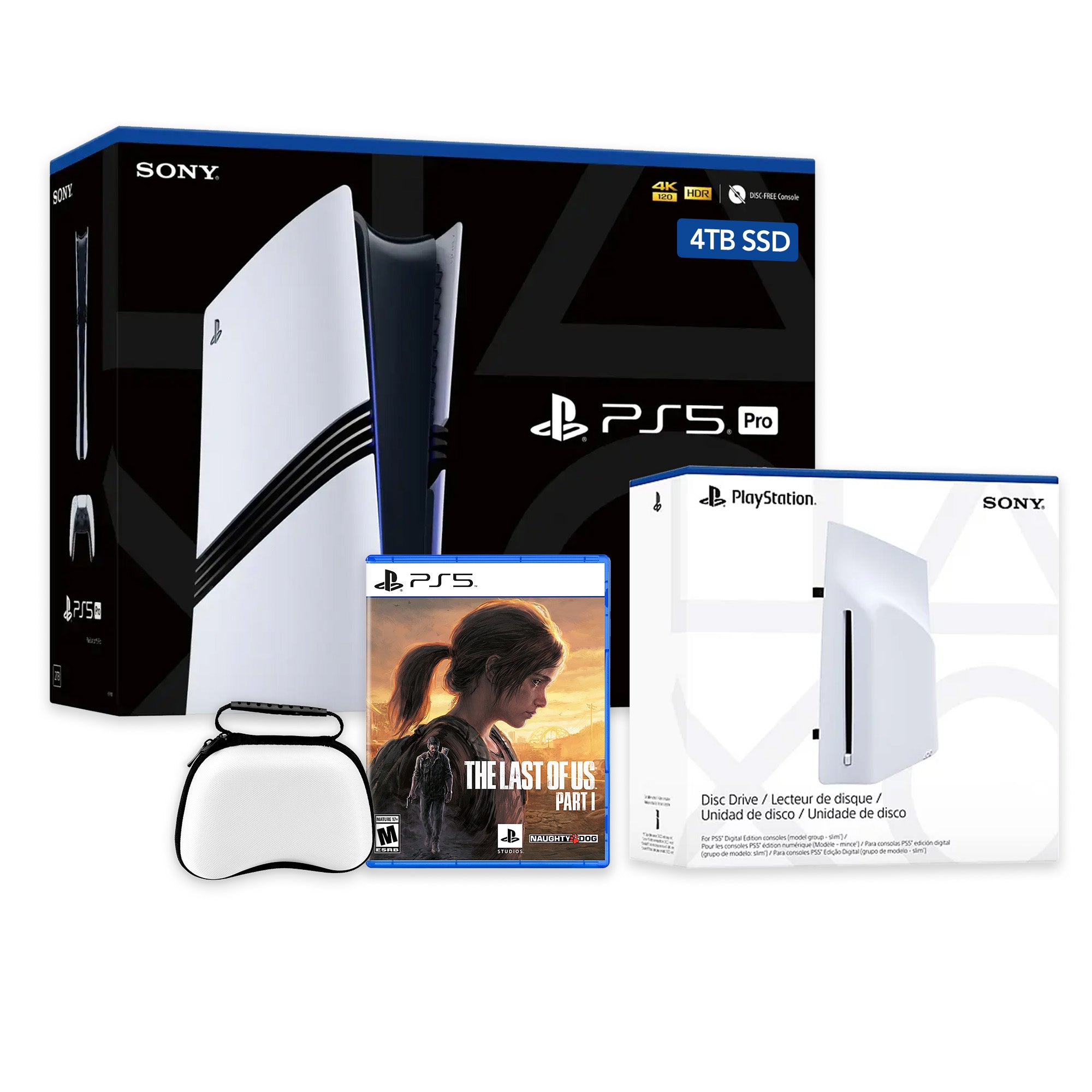 PlayStation 5 Pro 4TB SSD Console with Disc Drive, Wireless Controller and Case, The Last of Us Part I - CFI-7019 PS5 Pro