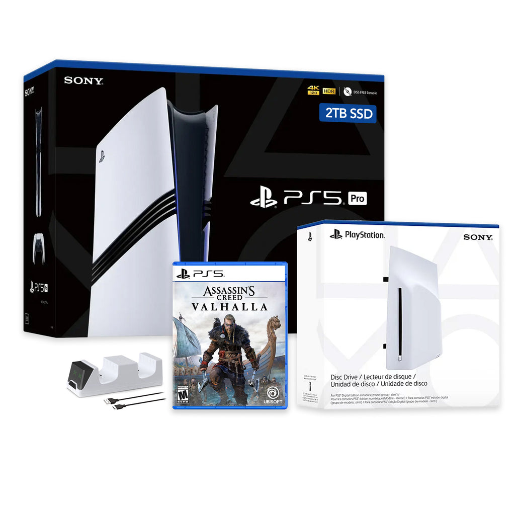 PlayStation 5 Pro 2TB SSD Console with Disc Drive, Wireless Controller and Charger, Assassin's Creed Valhalla - CFI-7019 PS5 Pro