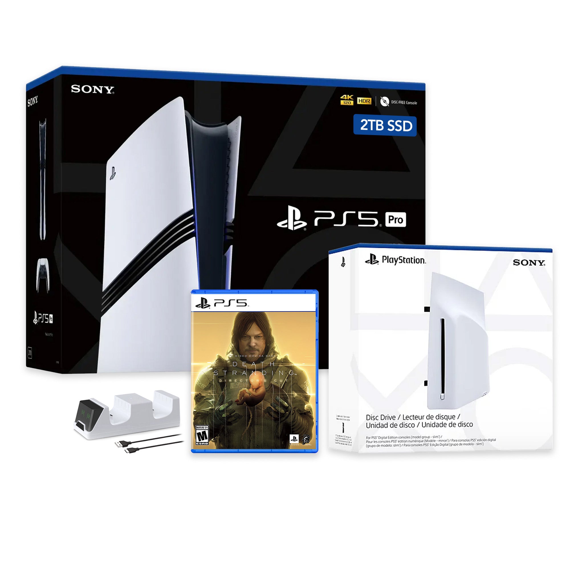PlayStation 5 Pro 2TB SSD Console with Disc Drive, Wireless Controller and Charger, DEATH STRANDING Director's Cut - CFI-7019 PS5 Pro