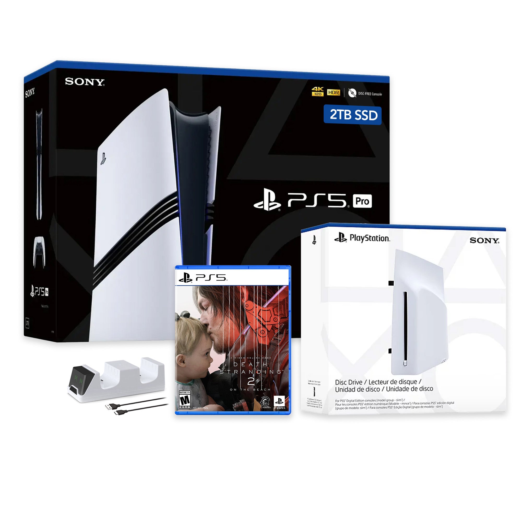PlayStation 5 Pro 2TB SSD Console with Disc Drive, Wireless Controller and Charger, DEATH STRANDING 2: ON THE BEACH - CFI-7019 PS5 Pro