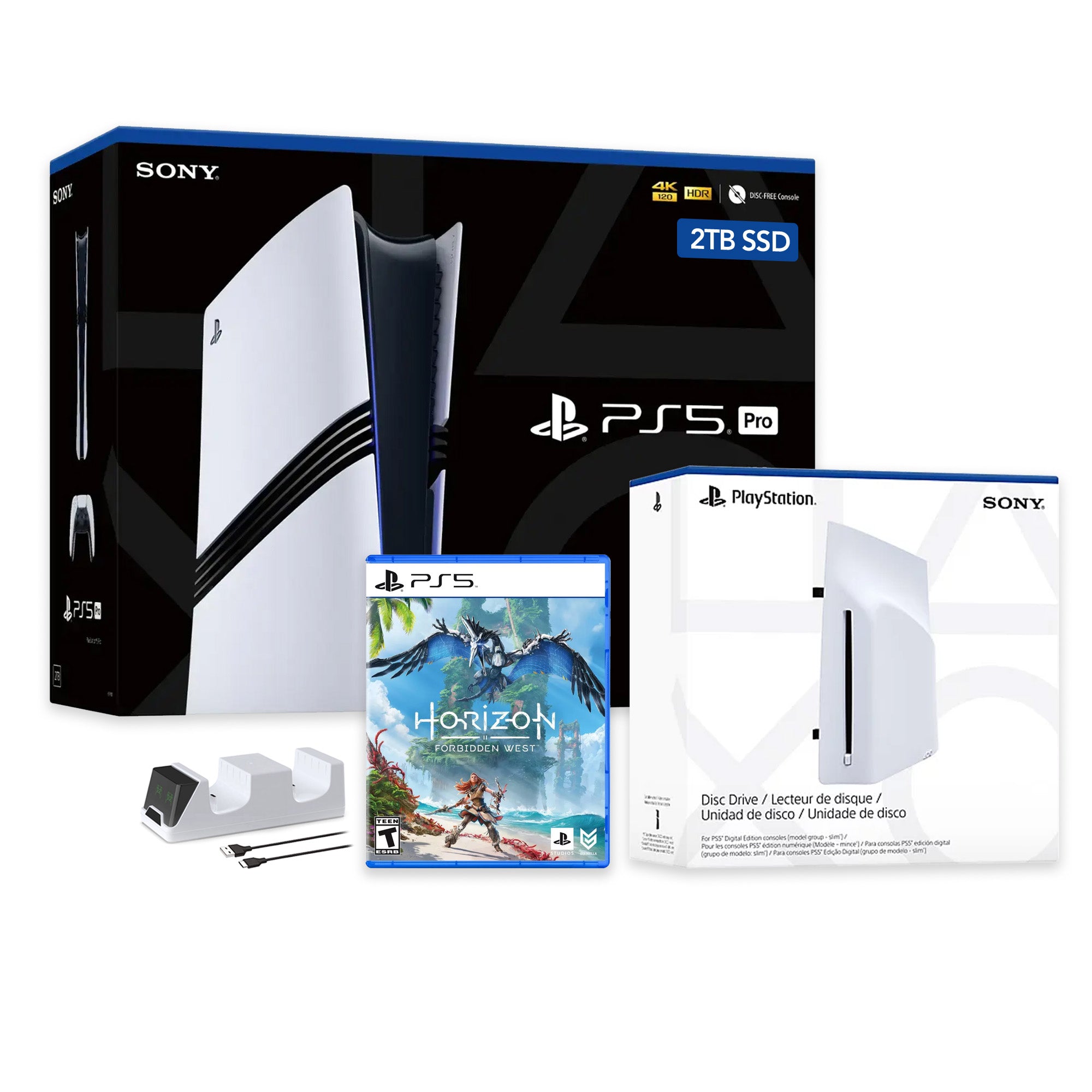 PlayStation 5 Pro 2TB SSD Console with Disc Drive, Wireless Controller and Charger, Horizon Forbidden West - CFI-7019 PS5 Pro
