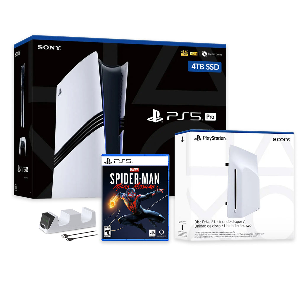 PlayStation 5 Pro 4TB SSD Console with Disc Drive, Wireless Controller and Charger, Spider-Man: Miles Morales - CFI-7019 PS5 Pro