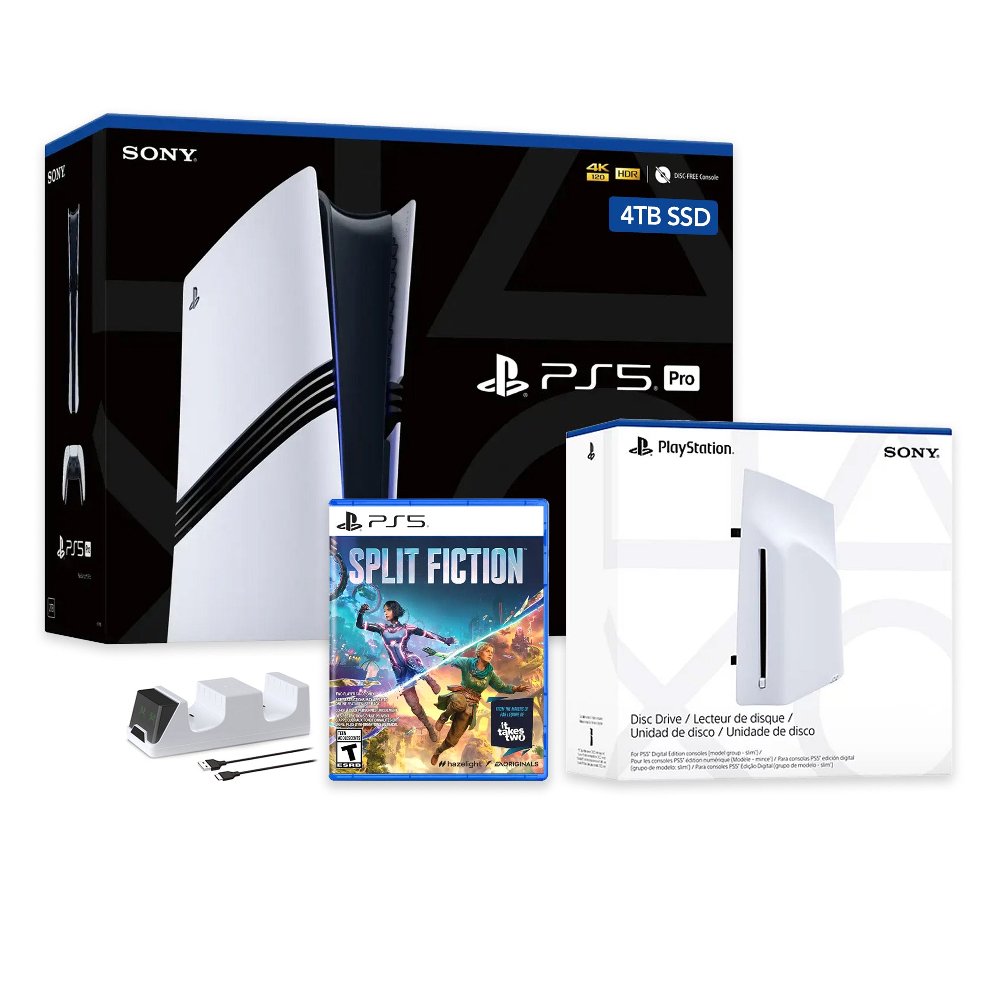 PlayStation 5 Pro 4TB SSD Console with Disc Drive, Wireless Controller and Charger, Split Fiction - CFI-7019 PS5 Pro