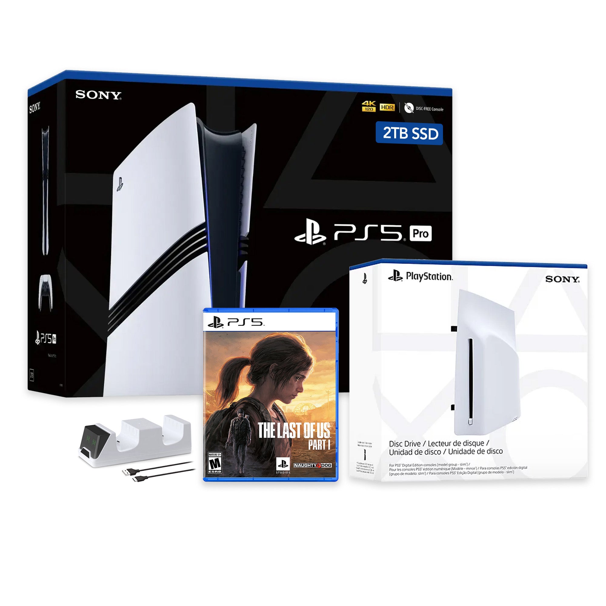 PlayStation 5 Pro 2TB SSD Console with Disc Drive, Wireless Controller and Charger, The Last of Us Part I - CFI-7019 PS5 Pro