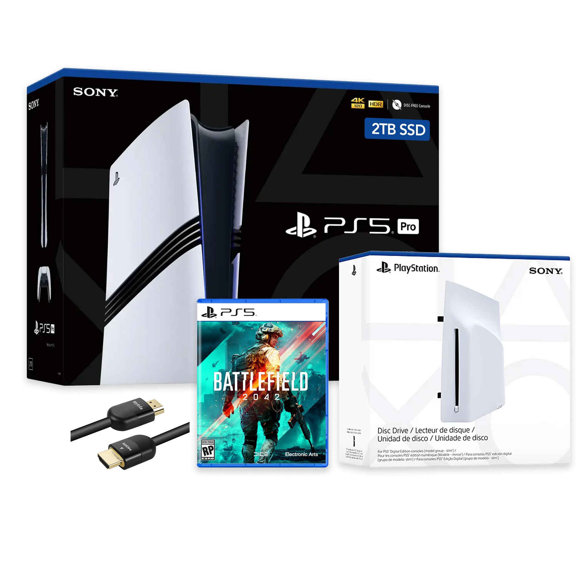PlayStation 5 Pro 2TB SSD Console with Disc Drive, Wireless Controller and Battlefield 2042 - CFI-7019 PS5 Pro