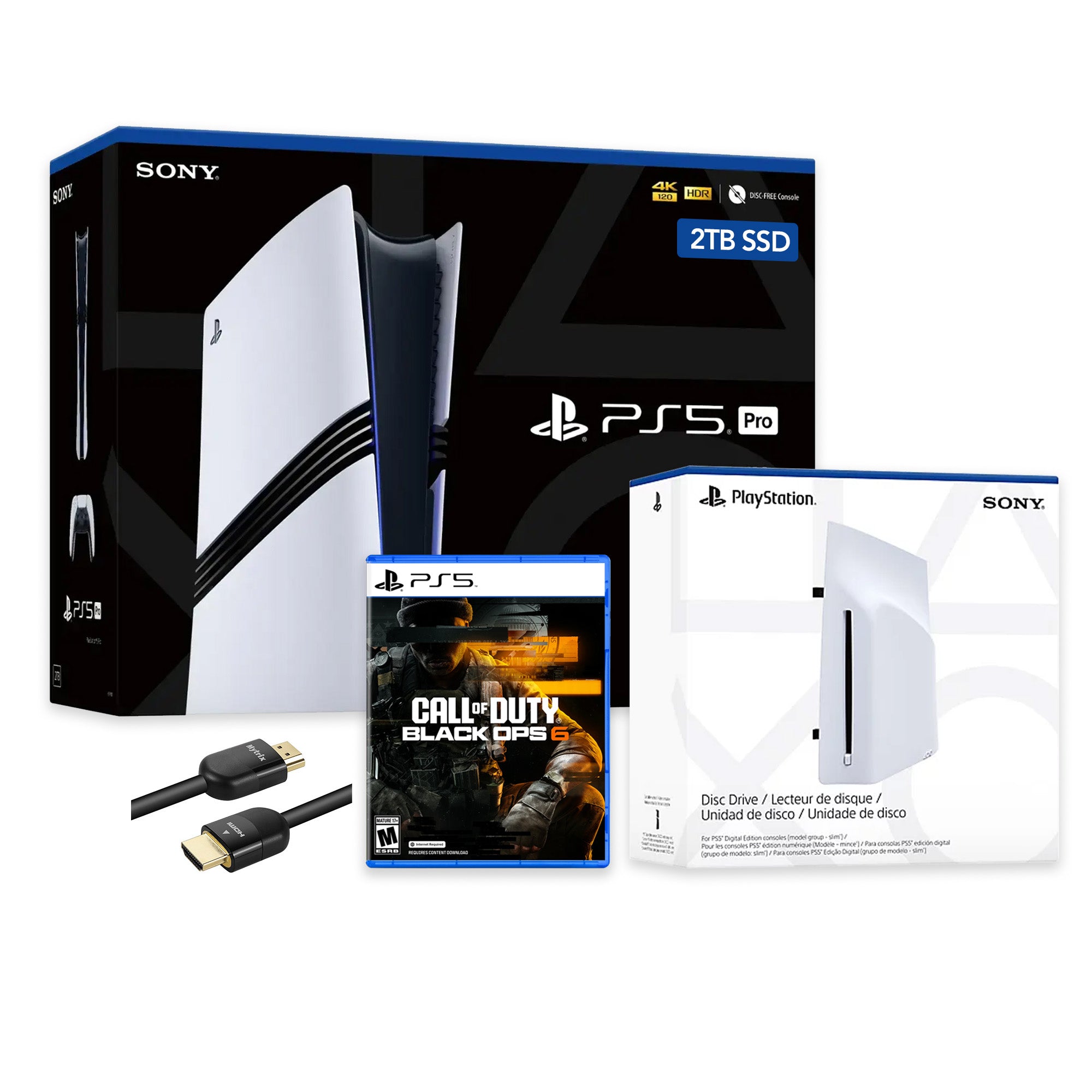 PlayStation 5 Pro 2TB SSD Console with Disc Drive, Wireless Controller and Call of Duty Black Ops 6 - CFI-7019 PS5 Pro