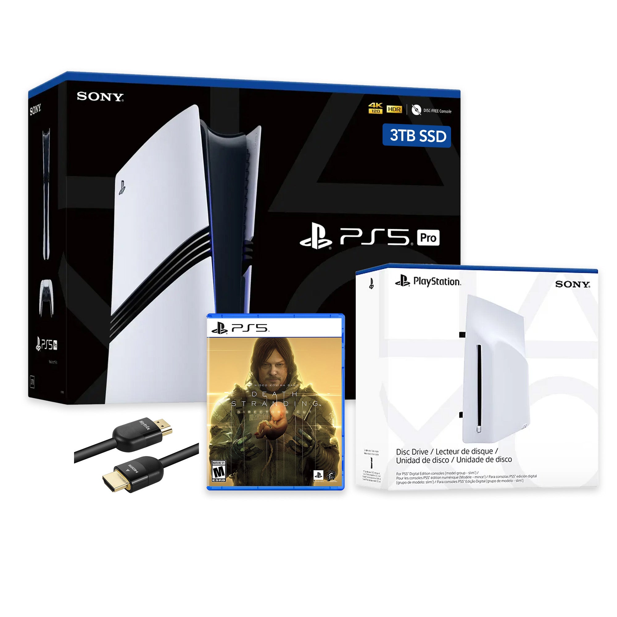 PlayStation 5 Pro 3TB SSD Console with Disc Drive, Wireless Controller and DEATH STRANDING Director's Cut - CFI-7019 PS5 Pro