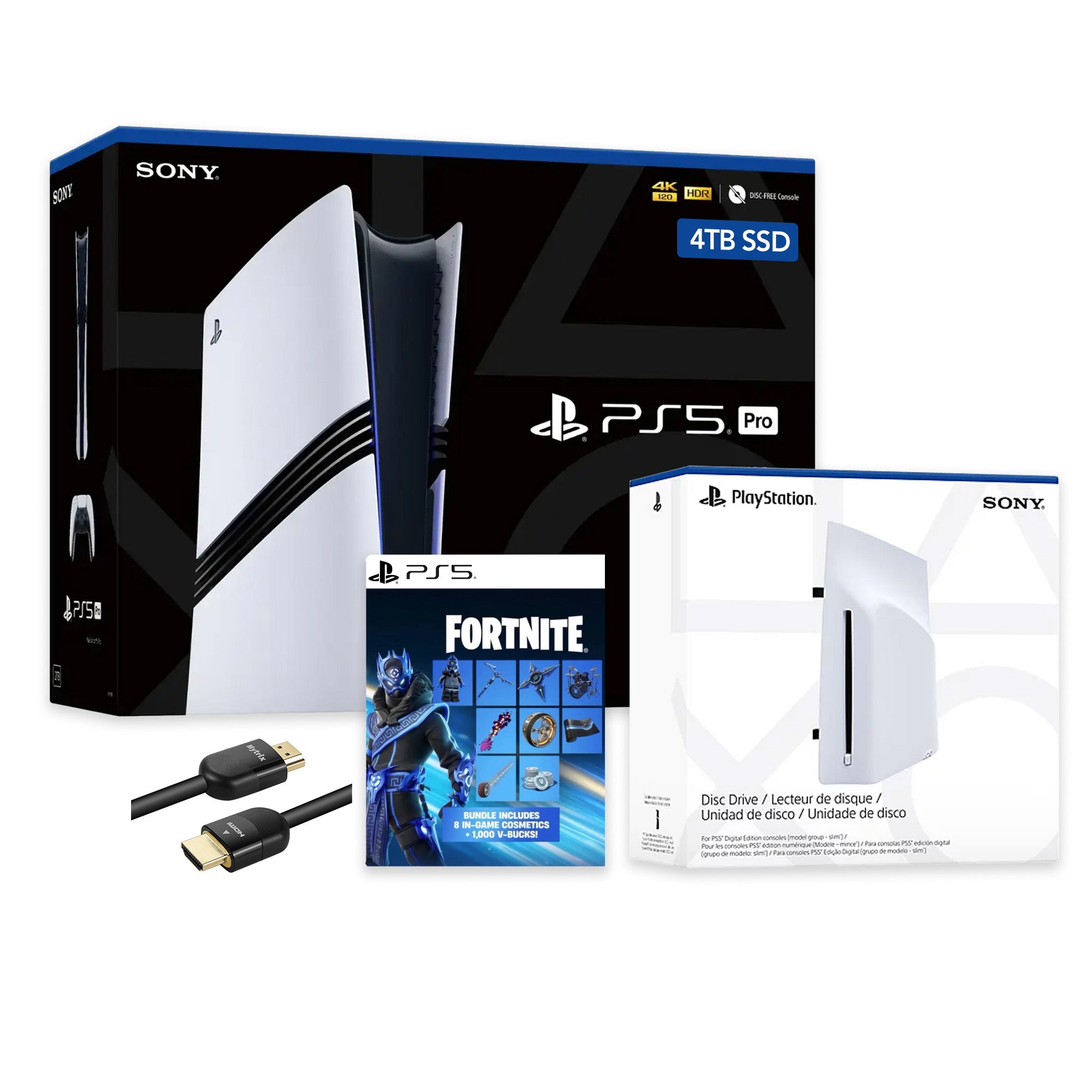 PlayStation 5 Pro 4TB SSD Console with Disc Drive, Wireless Controller and Fortnite Cobalt Star - CFI-7019 PS5 Pro