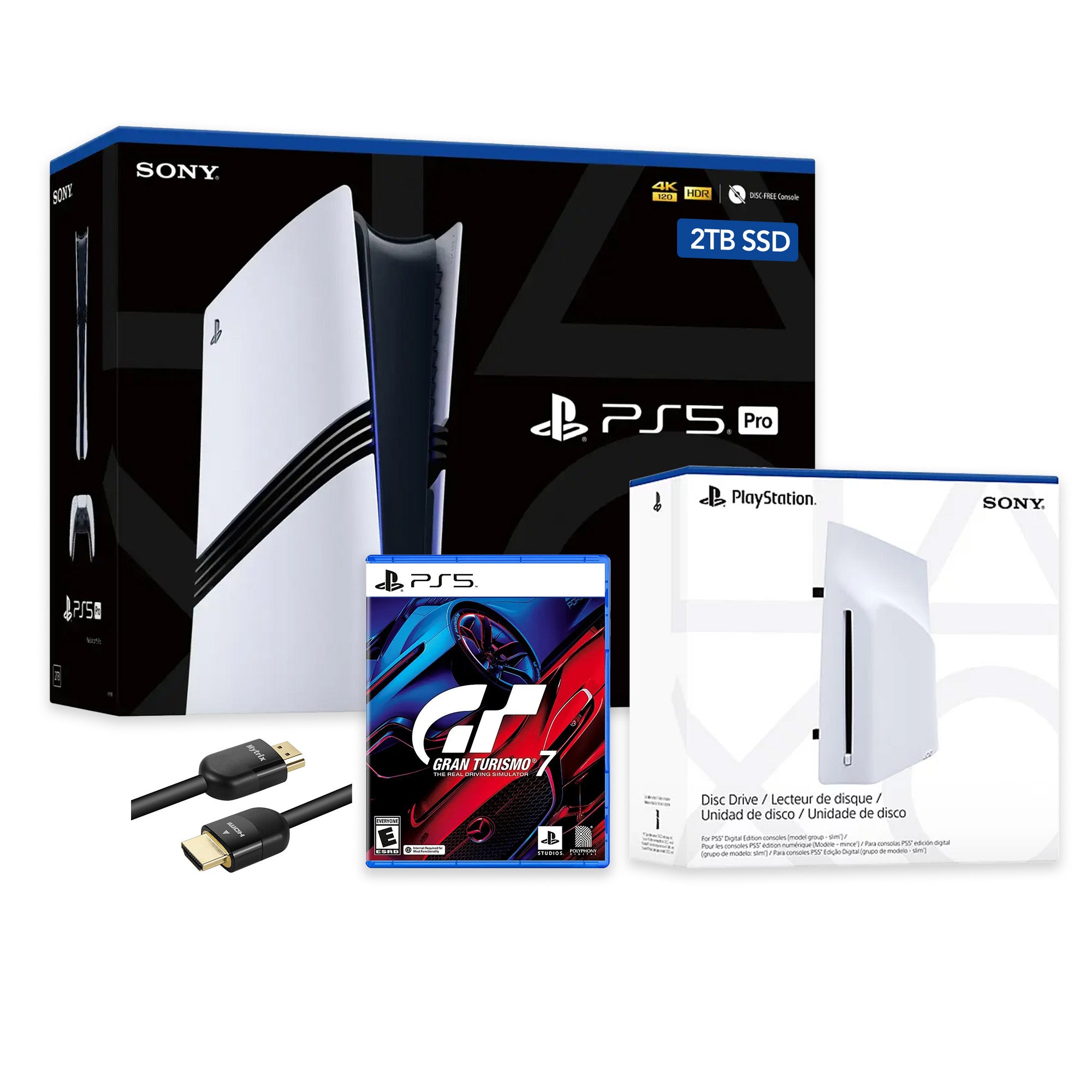 PlayStation 5 Pro 2TB SSD Console with Disc Drive, Wireless Controller and Gran Turismo 7 - CFI-7019 PS5 Pro