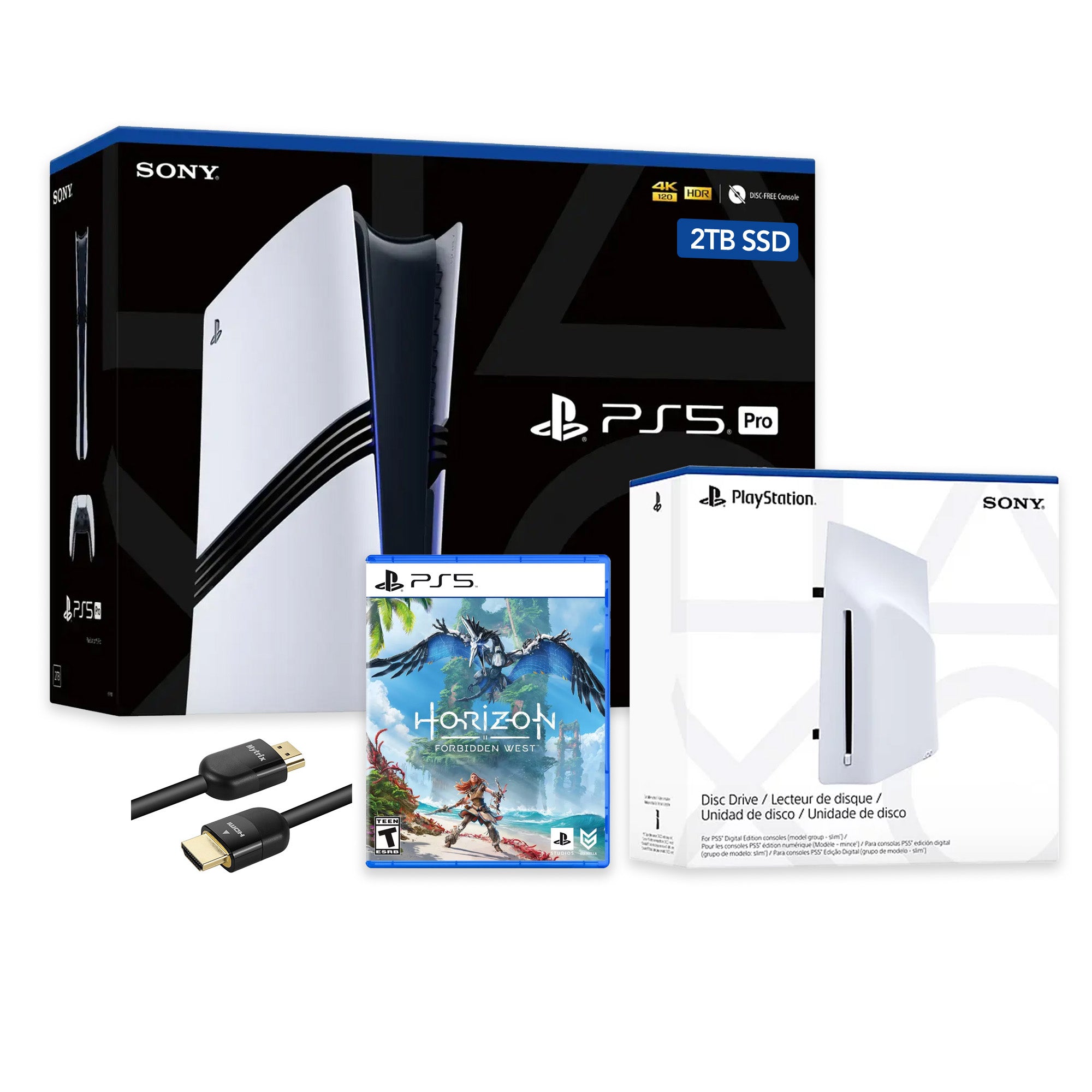 PlayStation 5 Pro 2TB SSD Console with Disc Drive, Wireless Controller and Horizon Forbidden West - CFI-7019 PS5 Pro