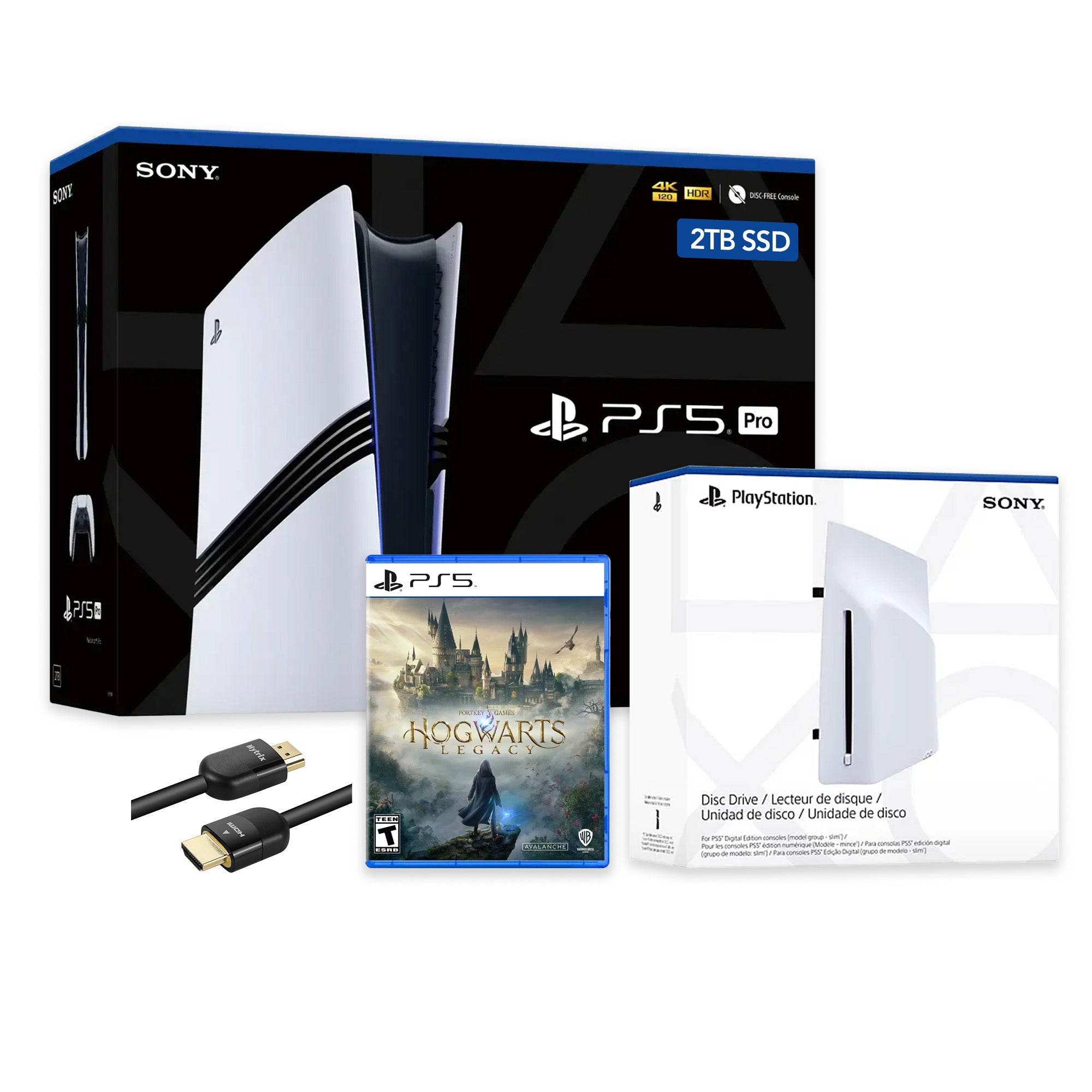 PlayStation 5 Pro 2TB SSD Console with Disc Drive, Wireless Controller and Hogwarts Legacy - CFI-7019 PS5 Pro