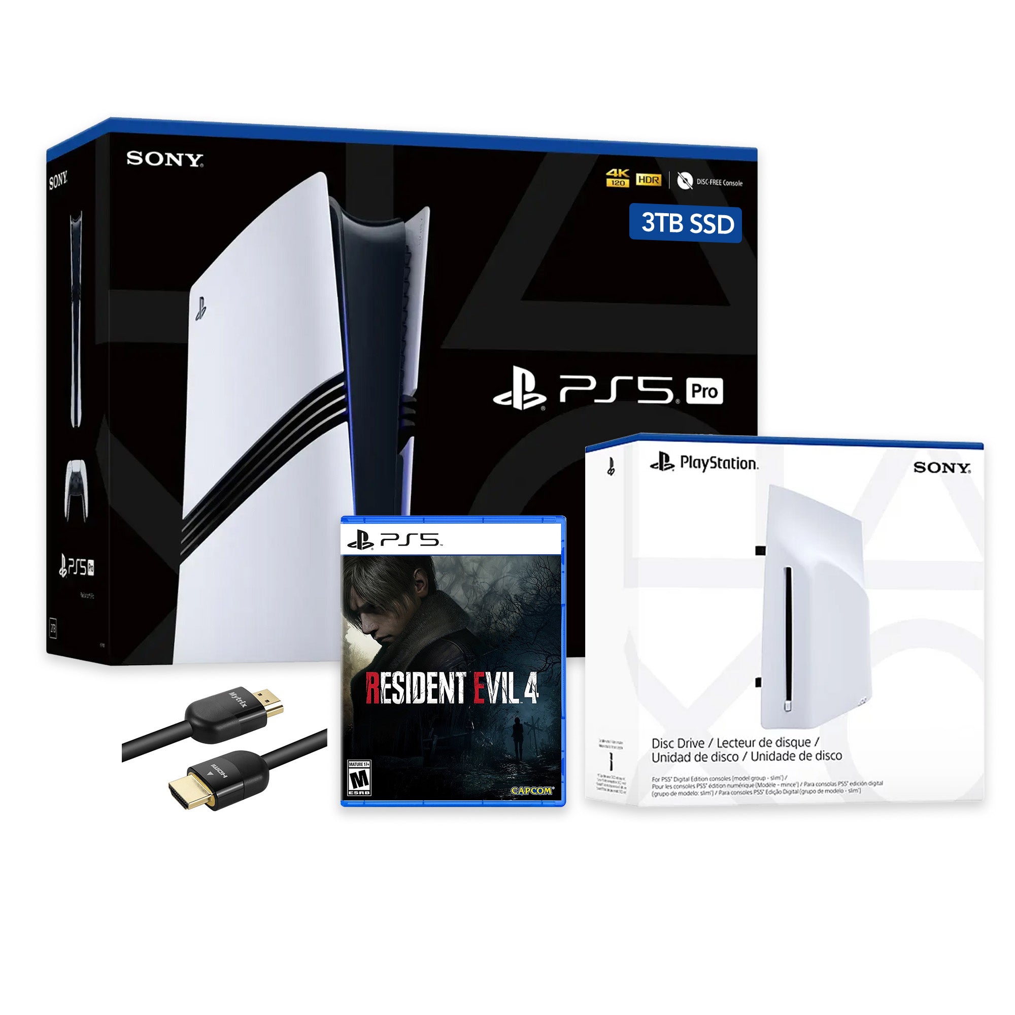 PlayStation 5 Pro 3TB SSD Console with Disc Drive, Wireless Controller and Resident Evil 4 - CFI-7019 PS5 Pro
