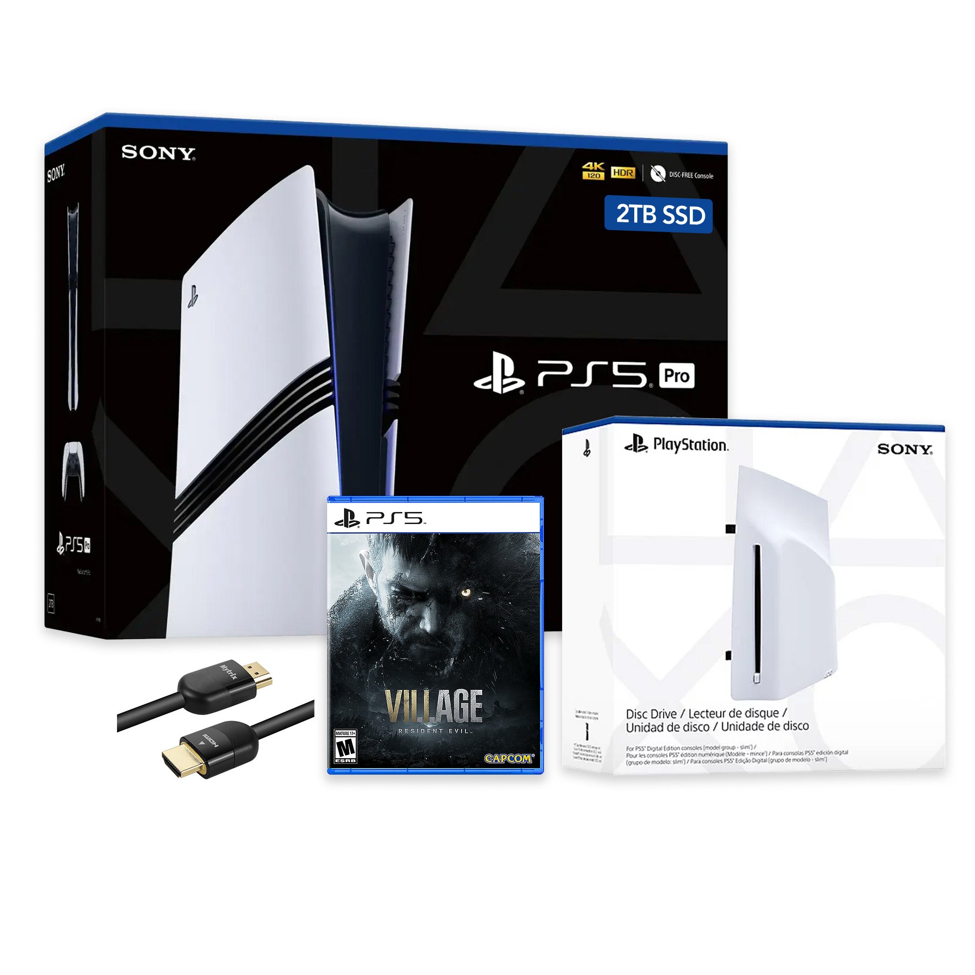PlayStation 5 Pro 2TB SSD Console with Disc Drive, Wireless Controller and Resident Evil Village - CFI-7019 PS5 Pro