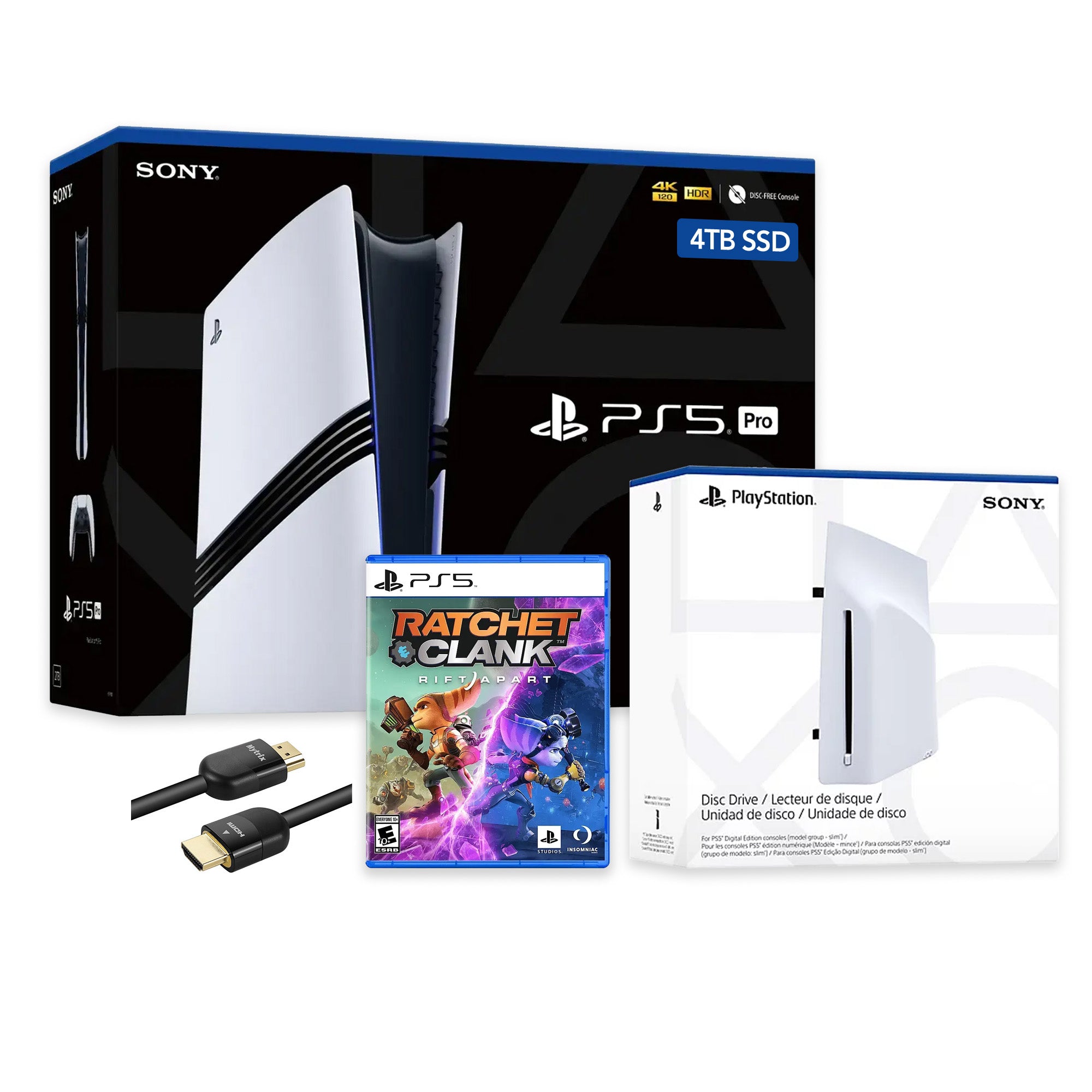 PlayStation 5 Pro 4TB SSD Console with Disc Drive, Wireless Controller and Ratchet & Clank: Rift Apart - CFI-7019 PS5 Pro