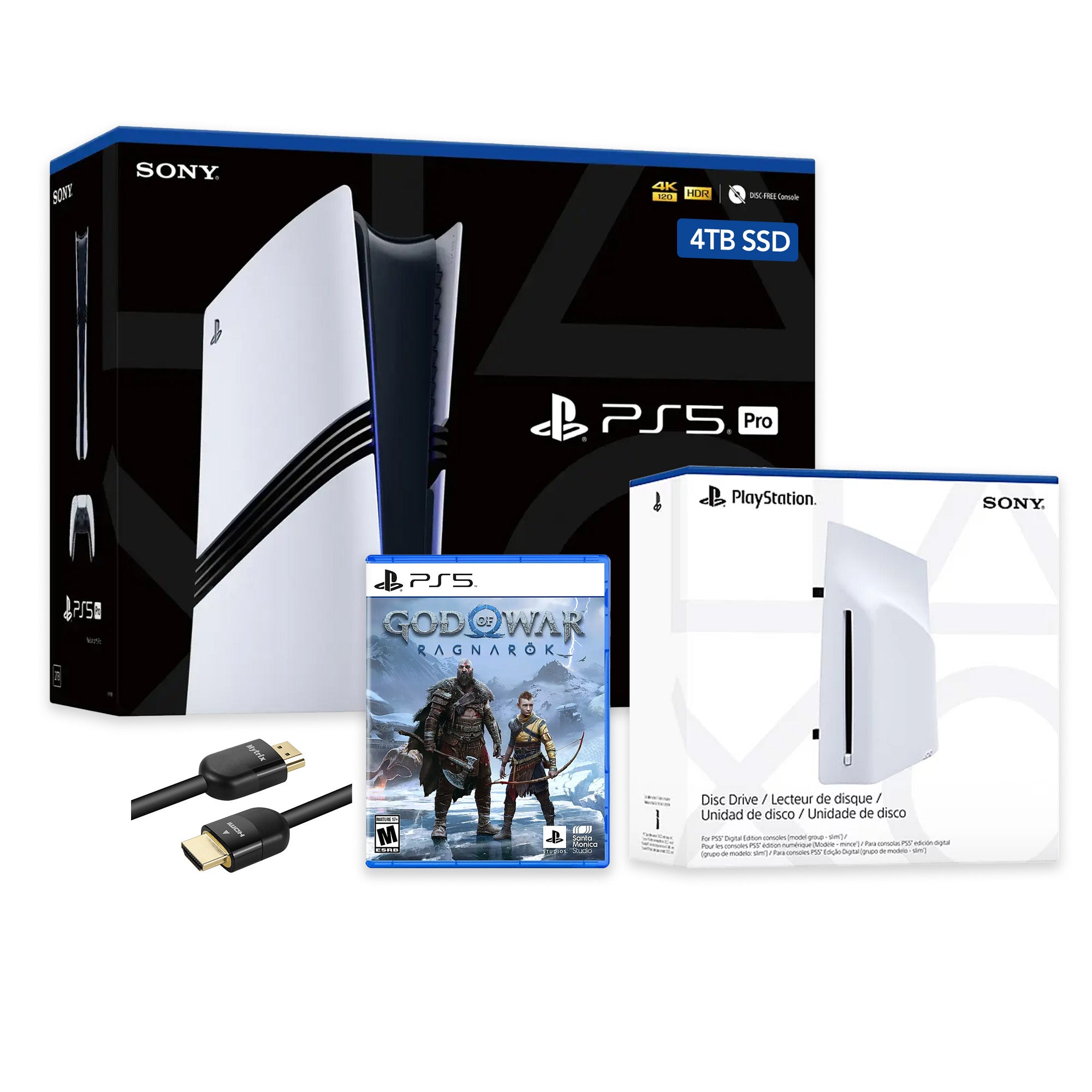 PlayStation 5 Pro 4TB SSD Console with Disc Drive, Wireless Controller and God of War Ragnarok - CFI-7019 PS5 Pro