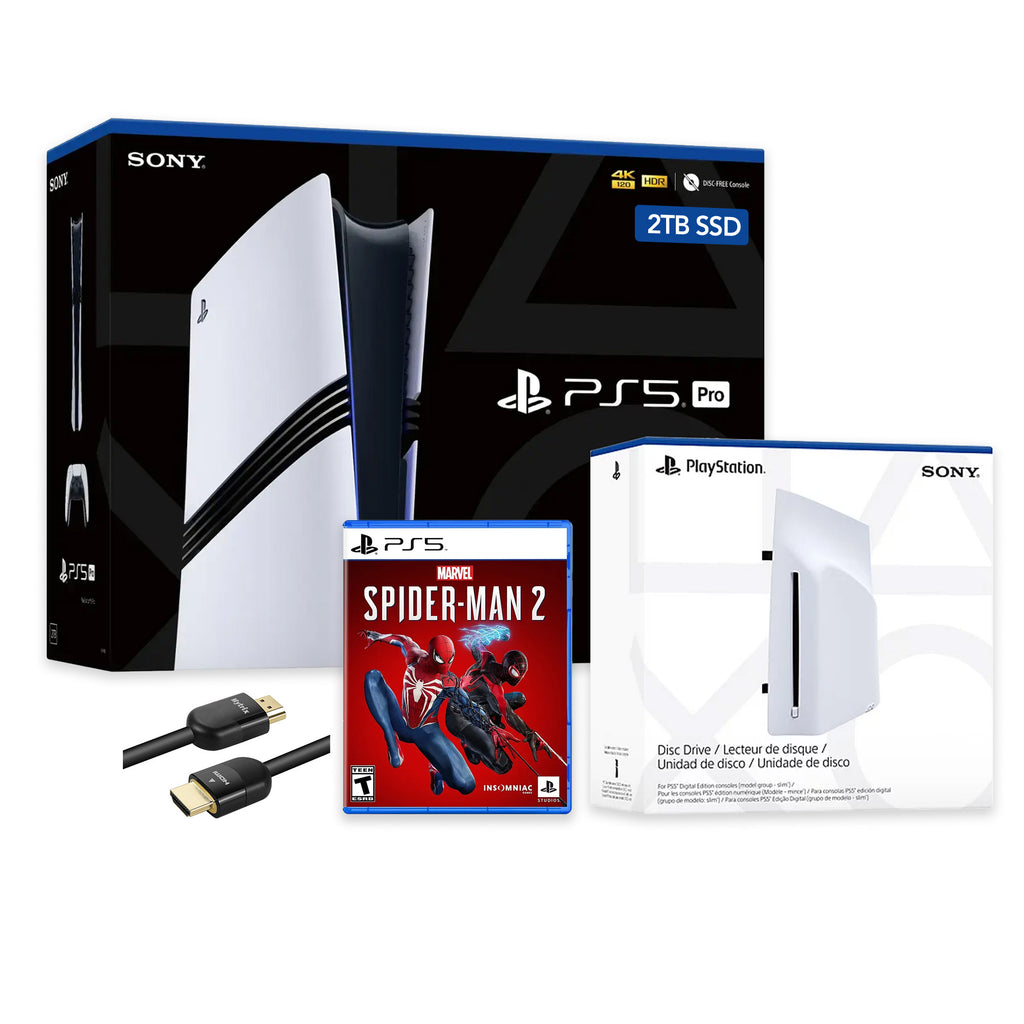 PlayStation 5 Pro 2TB SSD Console with Disc Drive, Wireless Controller and Spider-Man 2 - CFI-7019 PS5 Pro