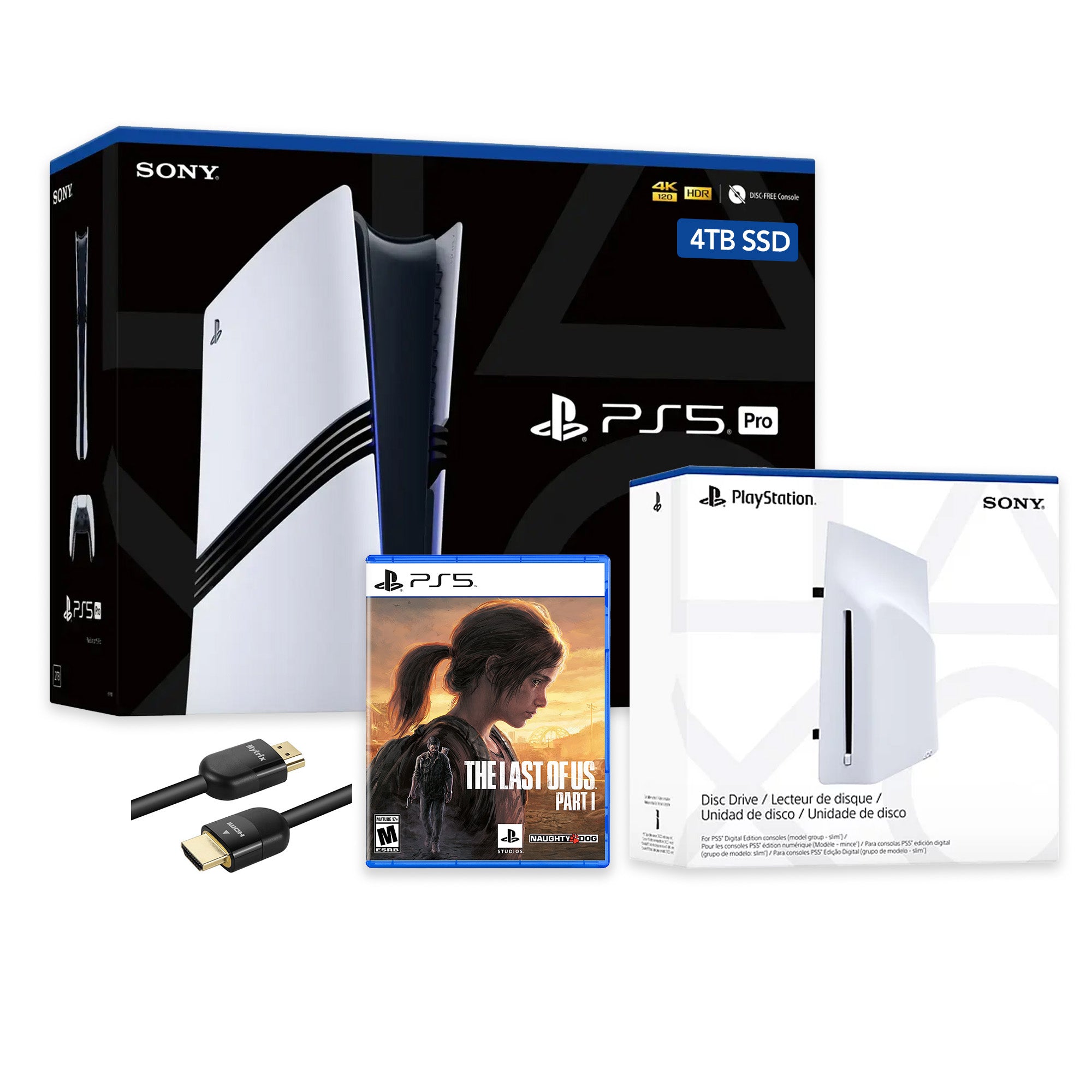 PlayStation 5 Pro 4TB SSD Console with Disc Drive, Wireless Controller and The Last of Us Part I - CFI-7019 PS5 Pro