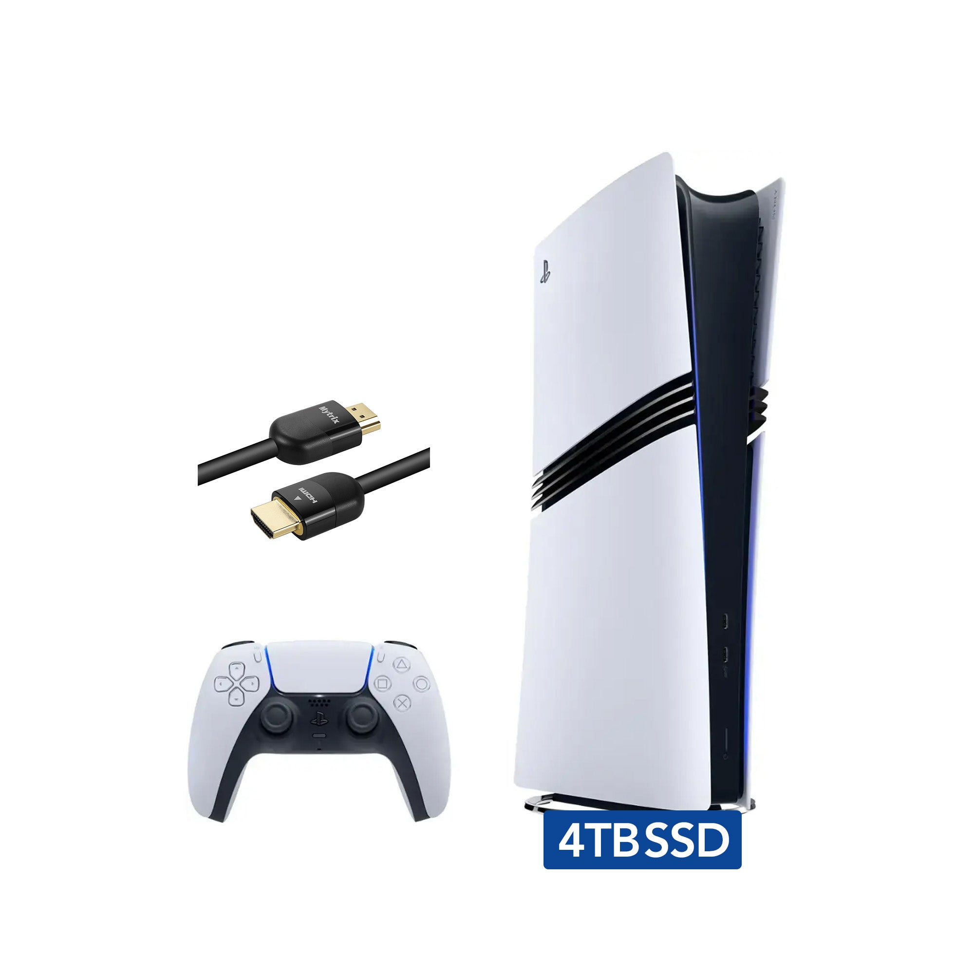PlayStation 5 Pro Upgraded 4TB Digital Edition Console, Controller and Mytrix 8K HDMI Ultra High Speed Cable - White, Flagship Pro PS5 4TB PCIe SSD Gaming Console