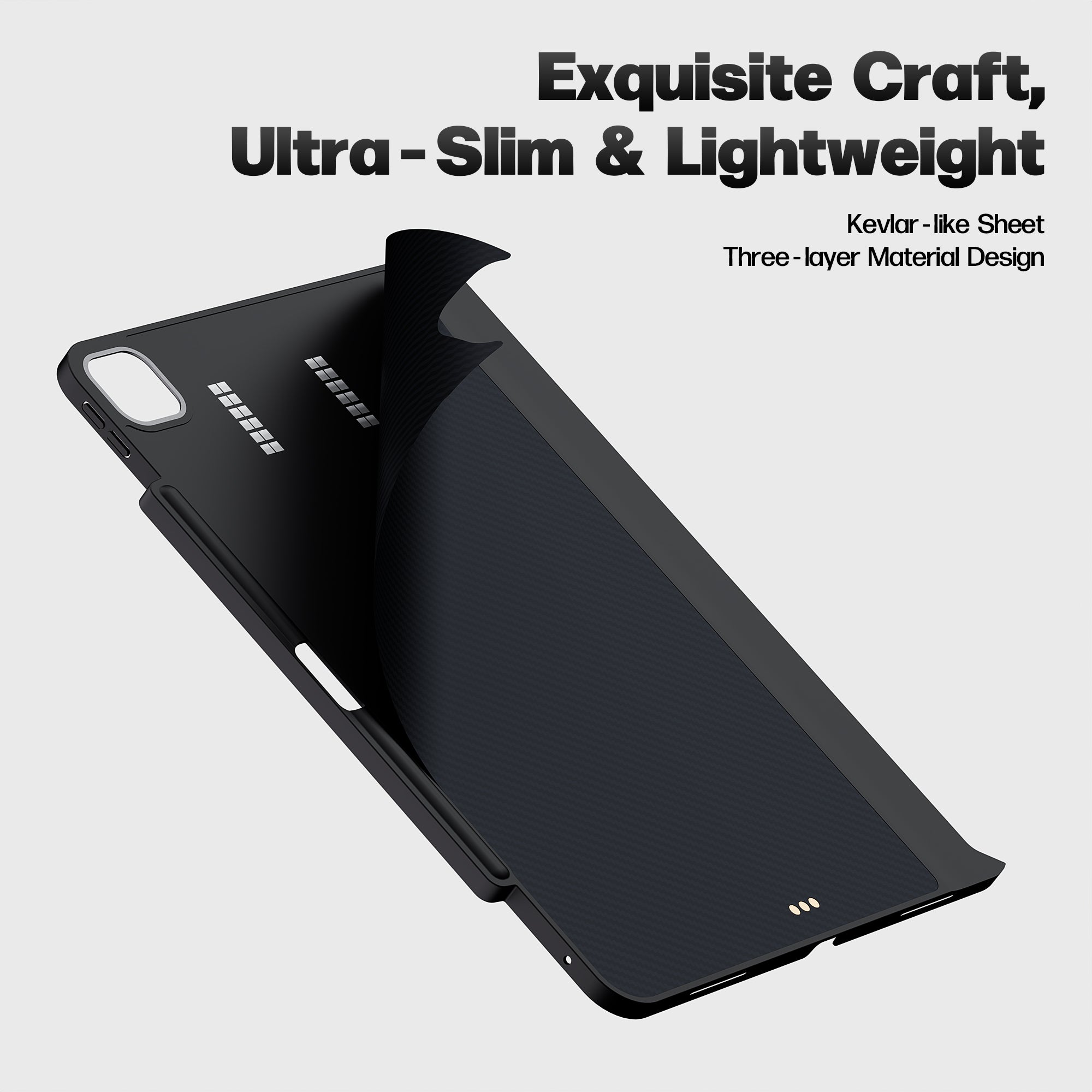 iPad Pro 13 inch Case (M4, 2024) with Pencil Holder, Magnetic Case Compatible with Magic Keyboard, Support Apple Pencil Charging, Slim Protective Cover with Carbon Fiber Texture