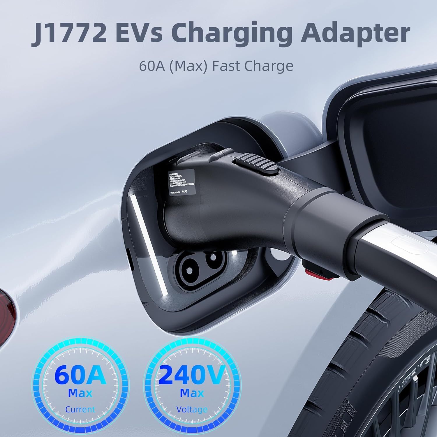 Tesla to J1772 Adapter, Fit for All J1772 EVs Charger Adapter, Max 60 Amp & 250V AC, Compatible with Tesla Mobile/Wall Connector/Destination Charging Station [Only for J1772 EVs User]