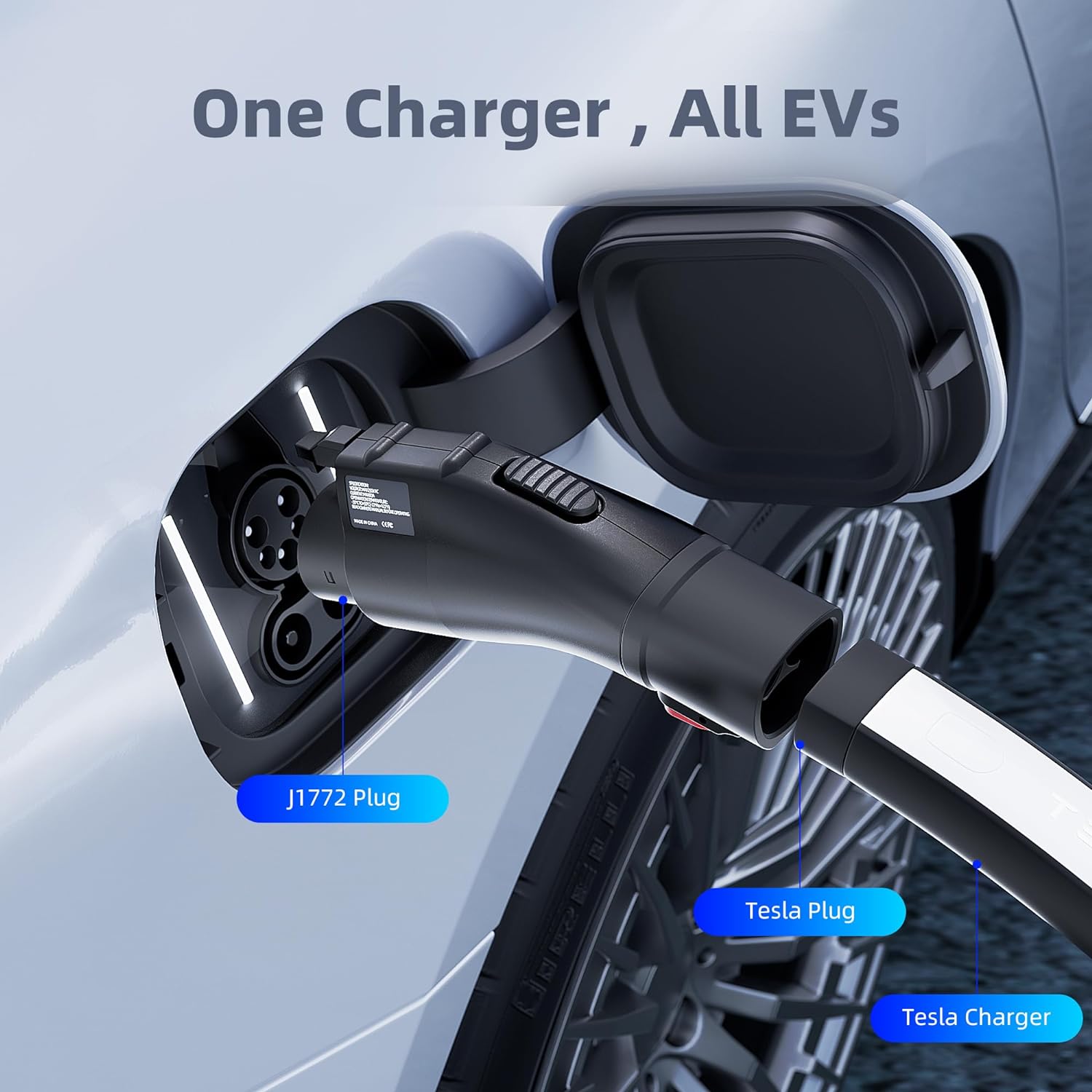 Tesla to J1772 Adapter, Fit for All J1772 EVs Charger Adapter, Max 60 Amp & 250V AC, Compatible with Tesla Mobile/Wall Connector/Destination Charging Station [Only for J1772 EVs User]