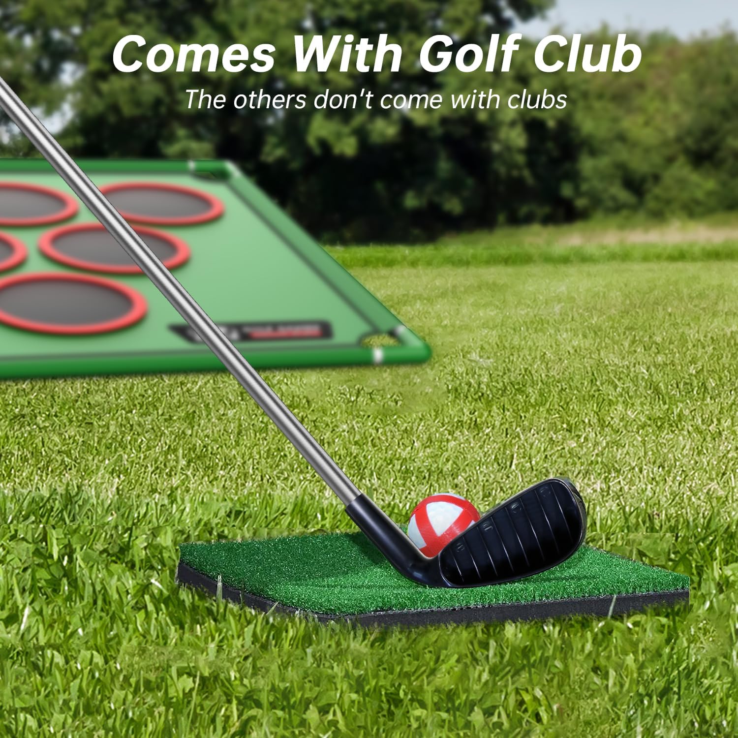 Golf Chipping Cornhole Set - 20 Velcro Balls, Putting Mat, Putter and Carrying Bag - Target Games for Golfers, Fathers, Indoor Outdoor Backyard