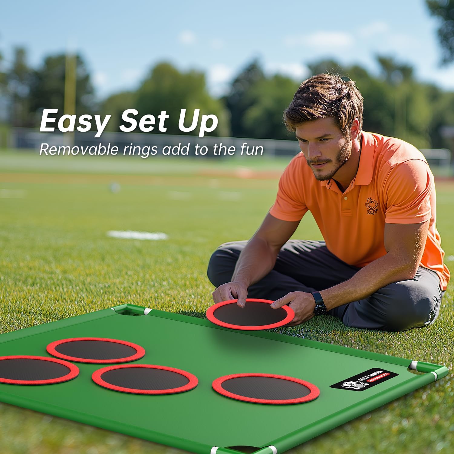 Golf Chipping Cornhole Set - 20 Velcro Balls, Putting Mat, Putter and Carrying Bag - Target Games for Golfers, Fathers, Indoor Outdoor Backyard