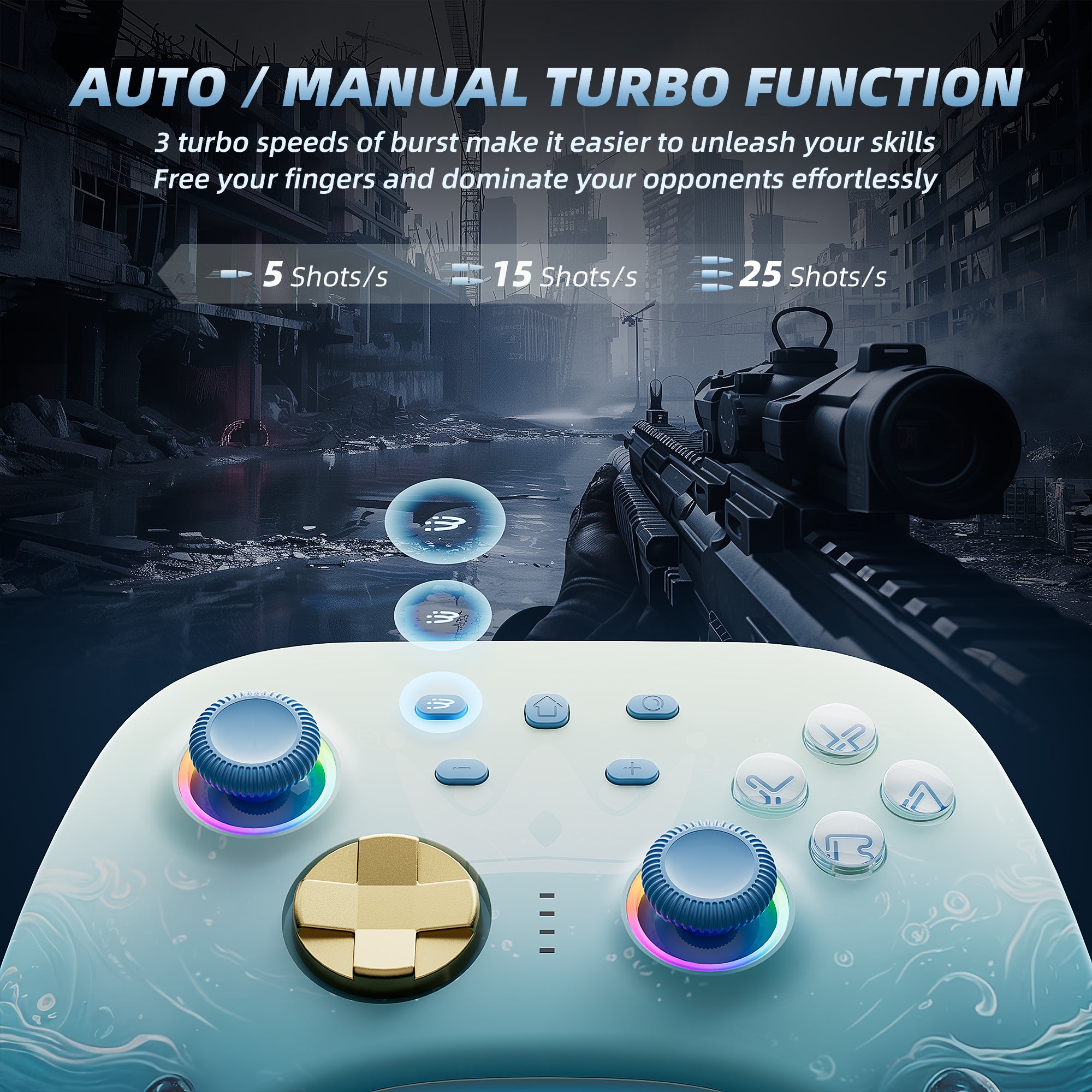 Wireless Switch Pro Controller with Hall Effect Joysticks Triggers(No Drift), Bluetooth Gamepad for Nintendo Switch, Windows PC iOS Android Steam with Headphones Jack/Programmable/Turbo/Wakeup Blue