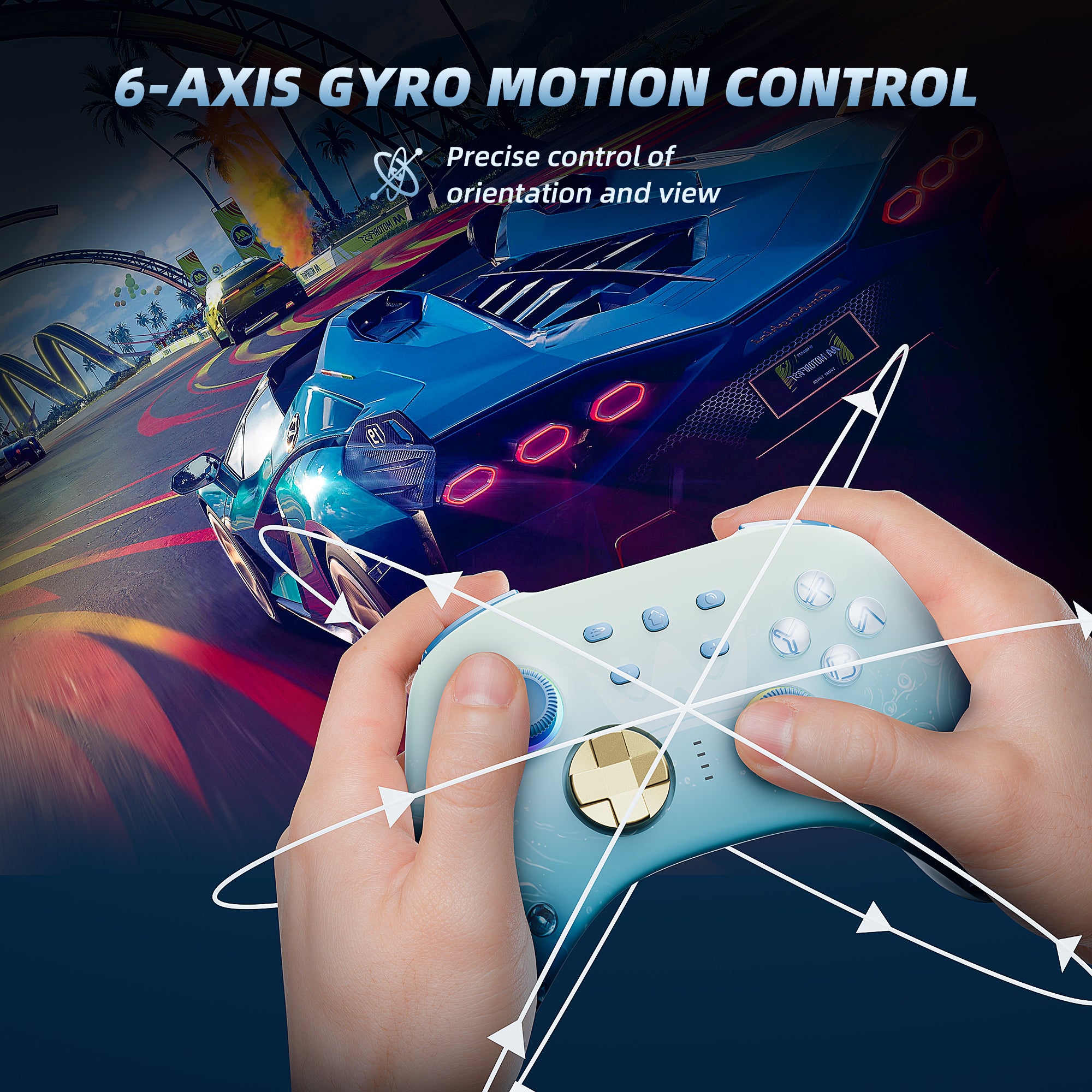 Wireless Switch Pro Controller with Hall Effect Joysticks Triggers(No Drift), Bluetooth Gamepad for Nintendo Switch, Windows PC iOS Android Steam with Headphones Jack/Programmable/Turbo/Wakeup Blue