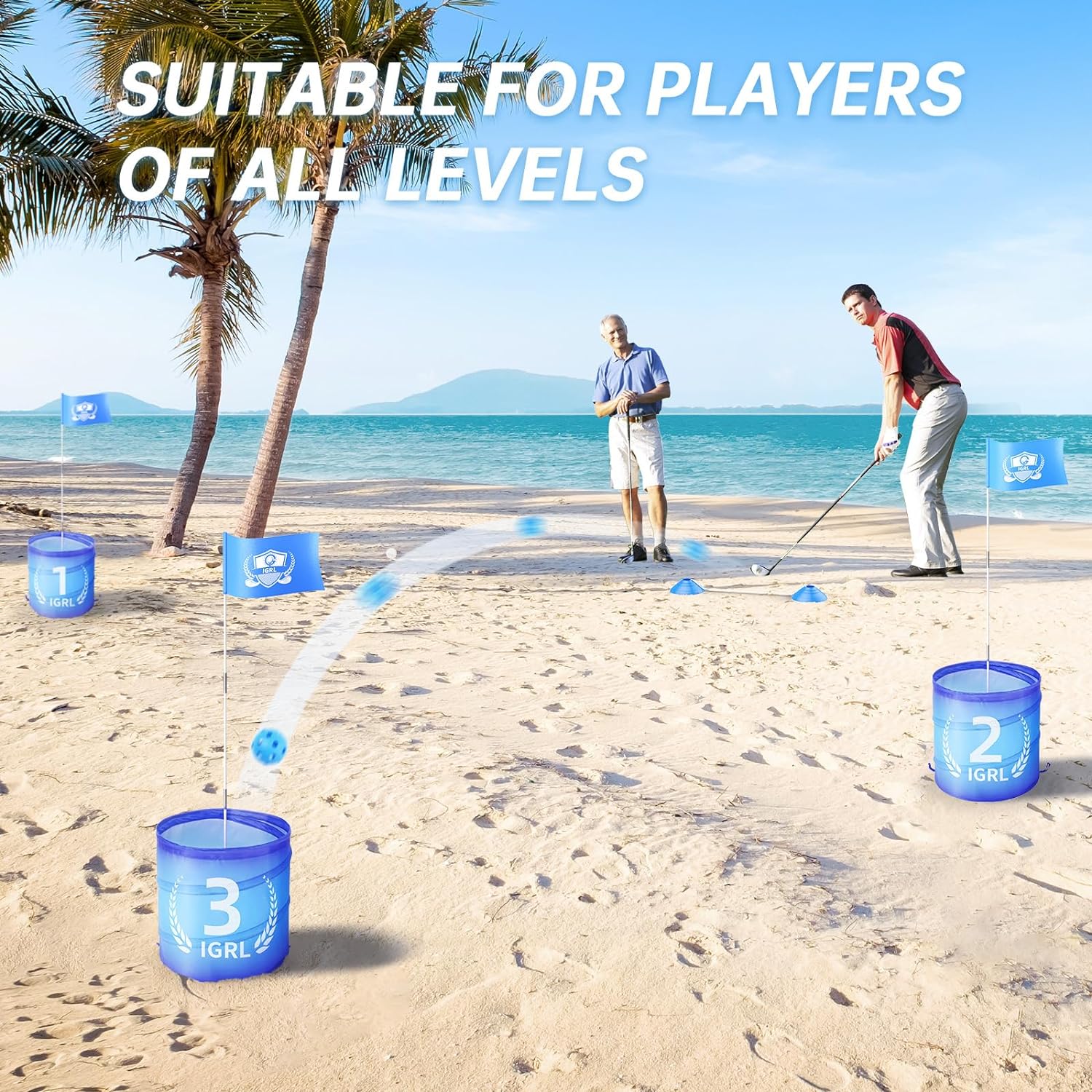 Golf Bucket Yard Game, Backyard Golf Game for Adults and Family, Portable 9 Hole Golf Course with Balls and Flag, Outdoor Indoor Golf Gifts for Lawn, Park, Beach, Yard, Camping and Hotel